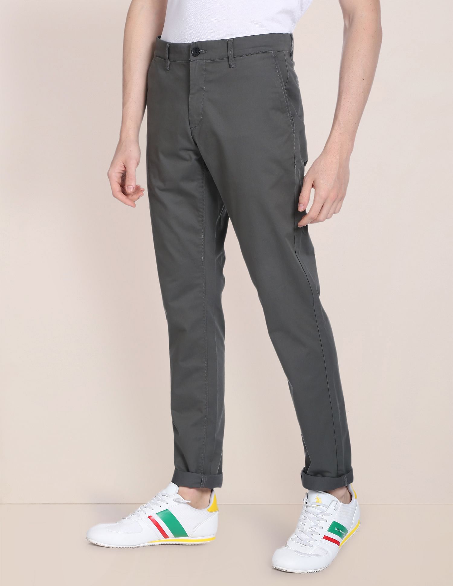 Austin Trim Fit Stretch Chinos Dark Grey - U.S. POLO ASSN. | Large