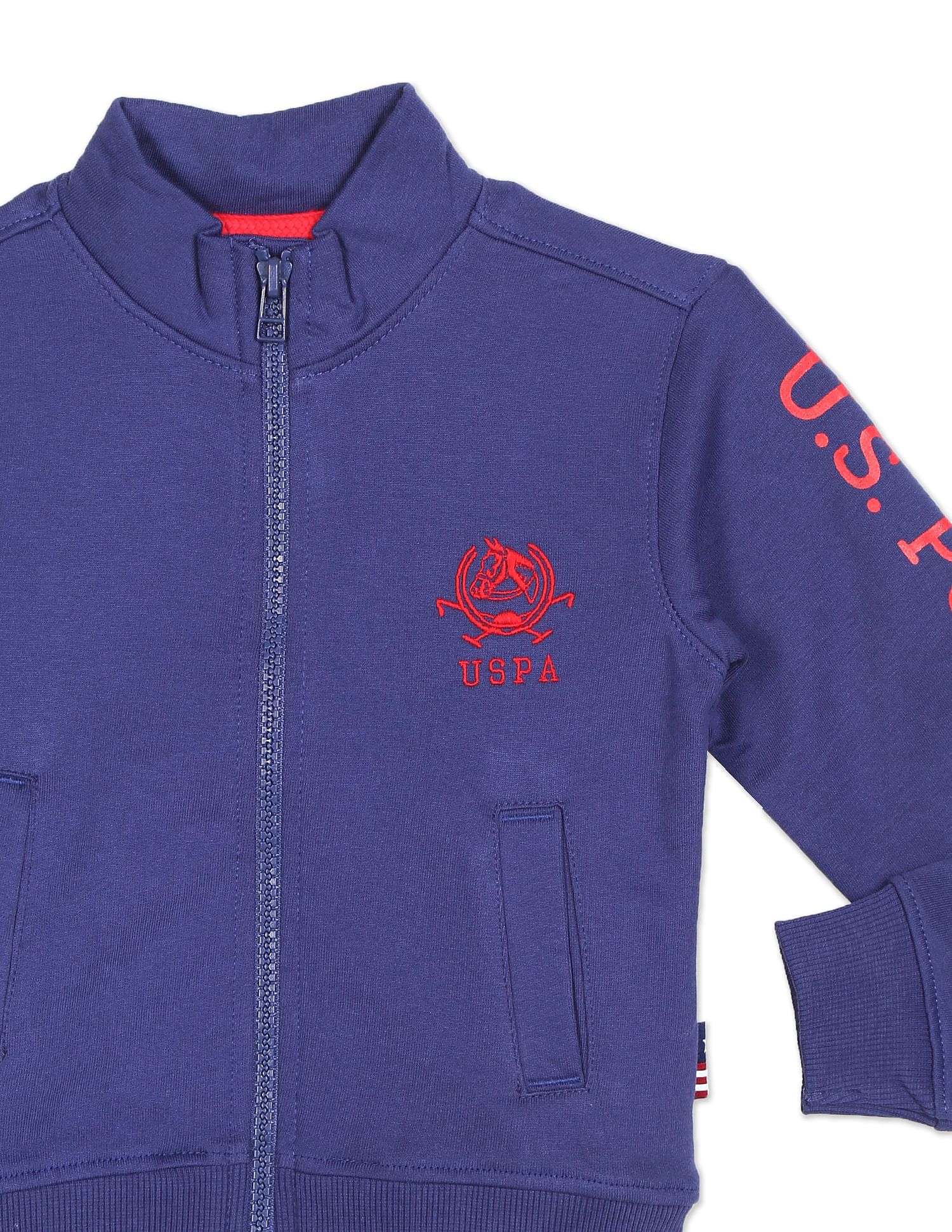 High Neck Contrast Brand Print Sweatshirt Navy - U.S. POLO ASSN. | Large