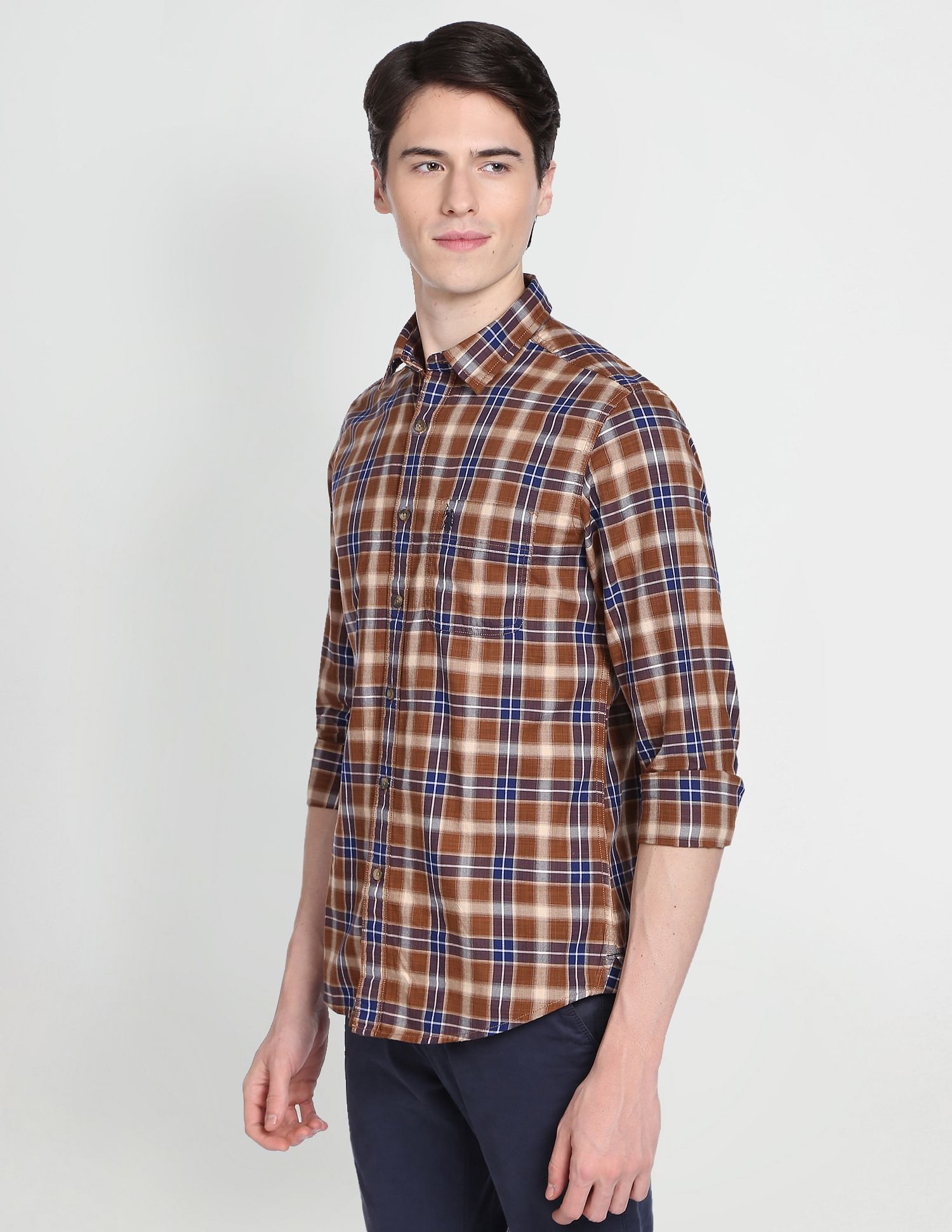 Outdoor Check Twill Shirt Brown - U.S. Polo Assn. India | Large