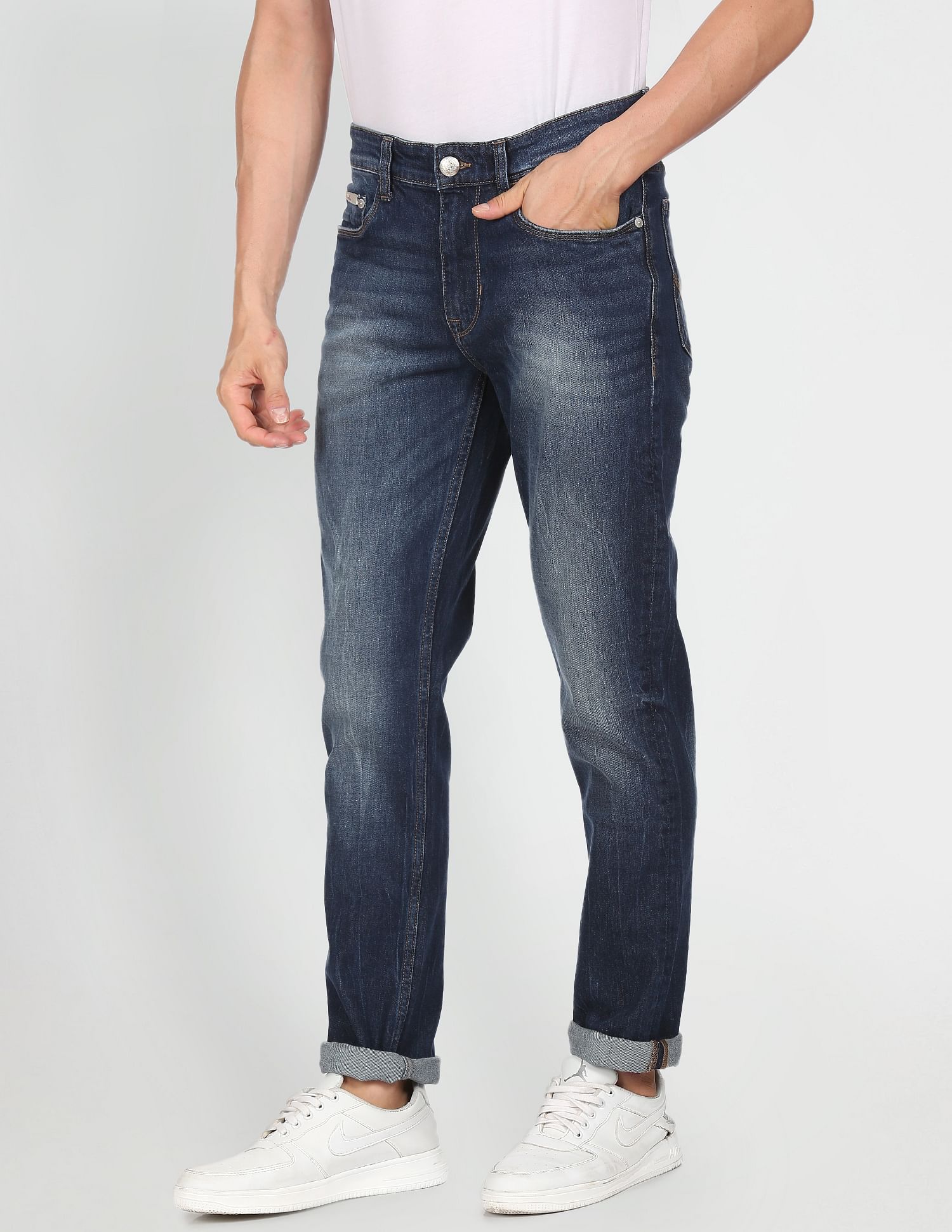 Men Blue Delta Slim Fit Stone Wash Jeans Blue - U.S. POLO ASSN. | Large