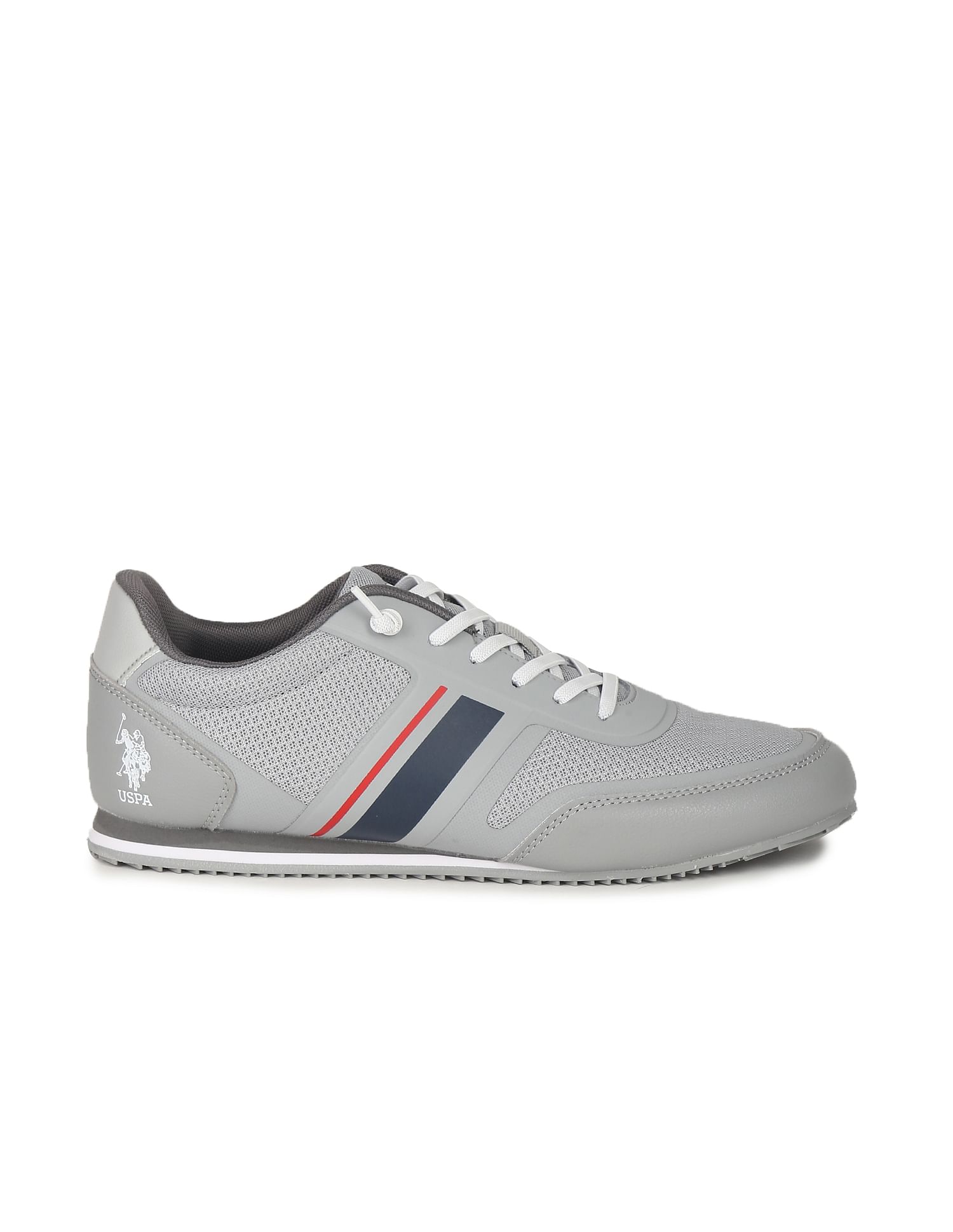 Men Knit Contrast Stripe Garcia Sneakers Grey - U.S. Polo Assn. India | Large