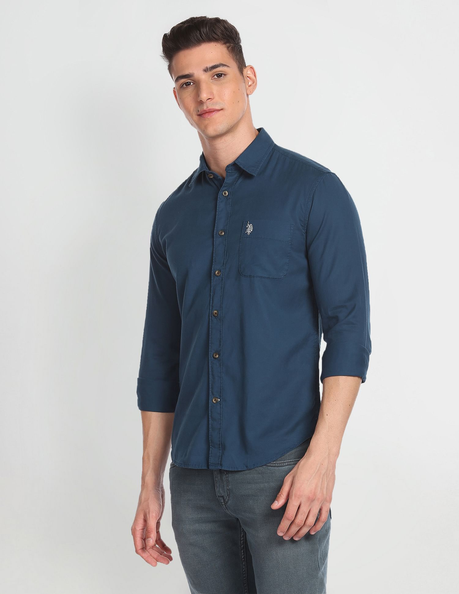 Solid Laundered Shirt Navy - U.S. Polo Assn. India | Large