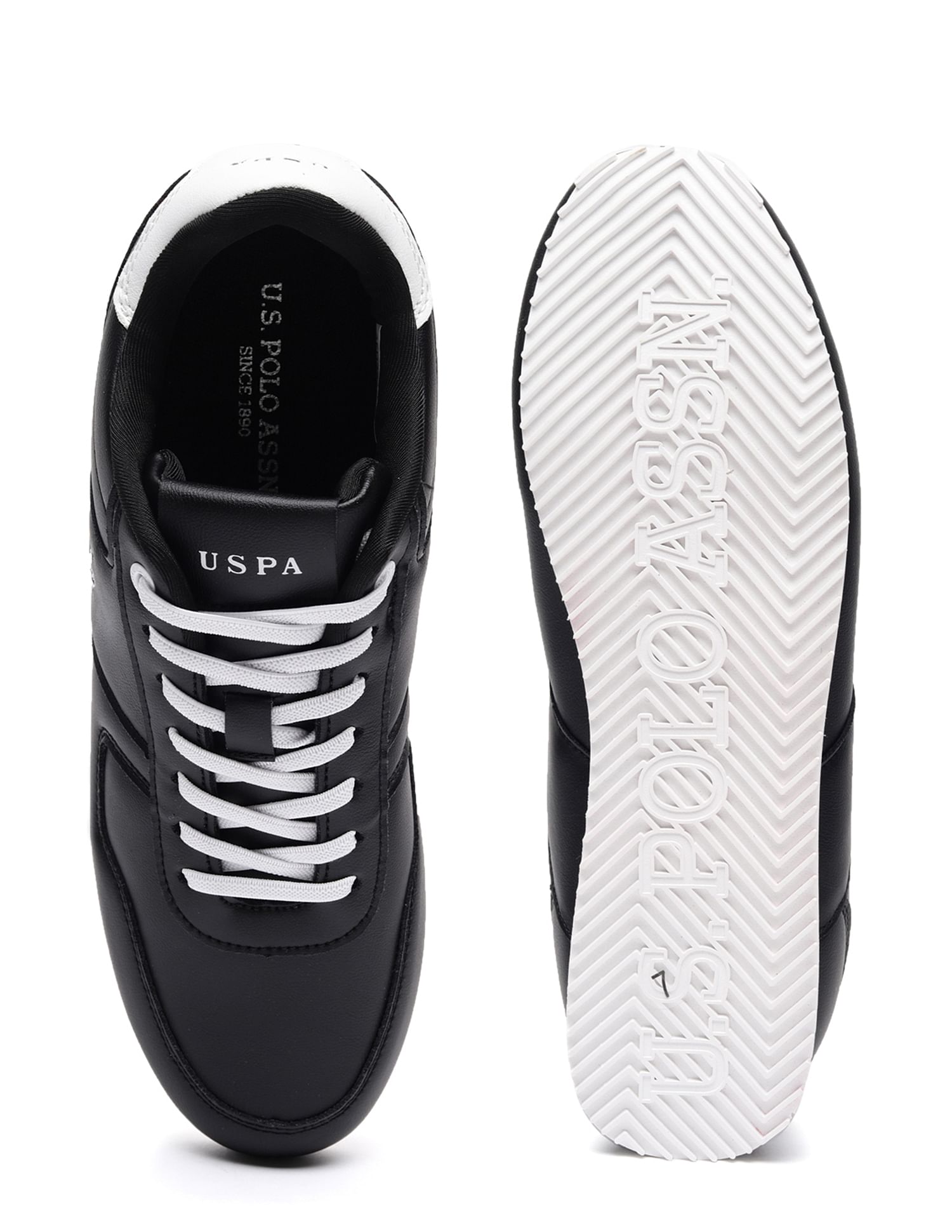 Men Lace Up Solid Sorrento 2.0 Sneakers Black - U.S. Polo Assn. India | Large