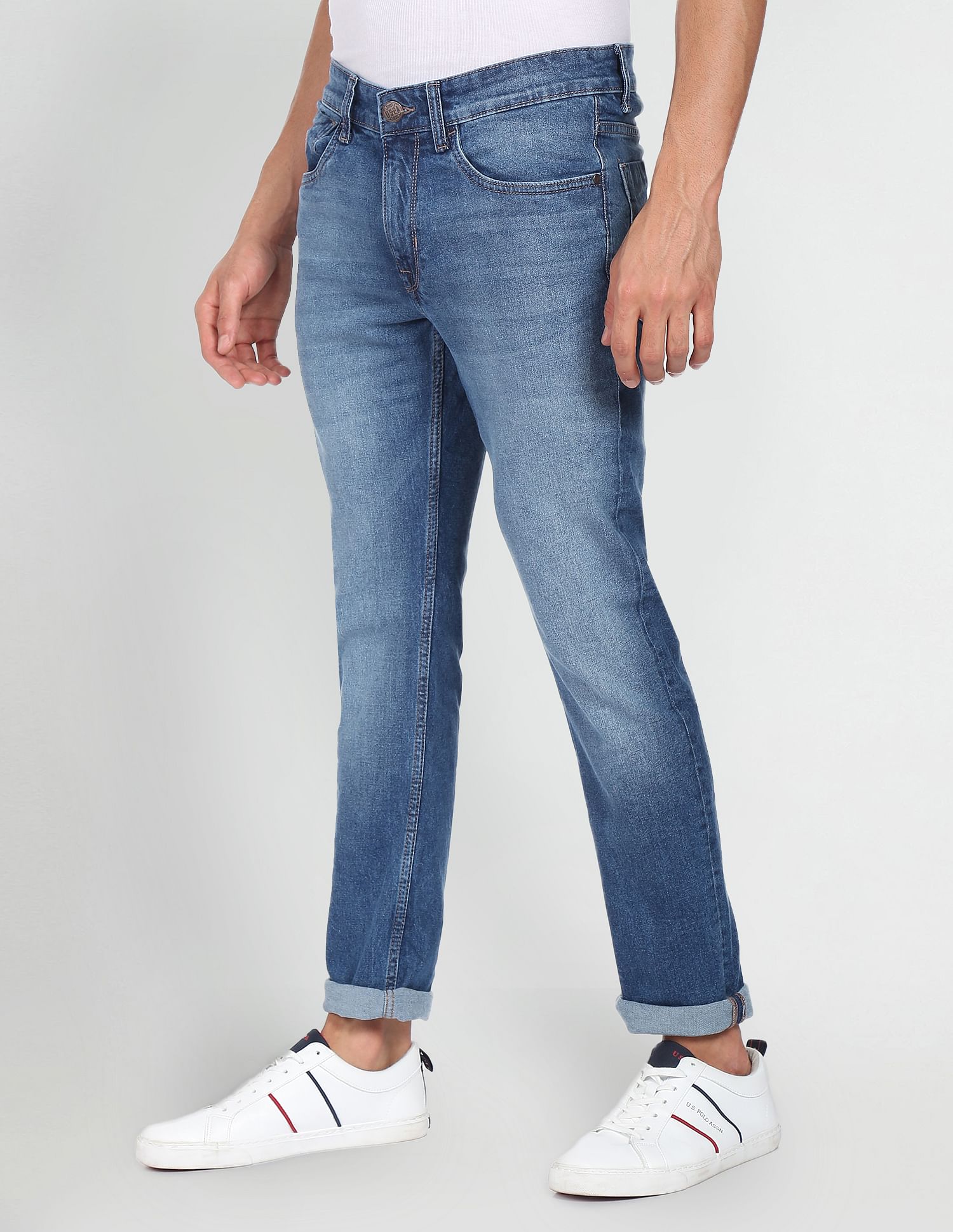 Brandon Slim Tapered Fit Stone Wash Jeans Blue - U.S. POLO ASSN. | Large