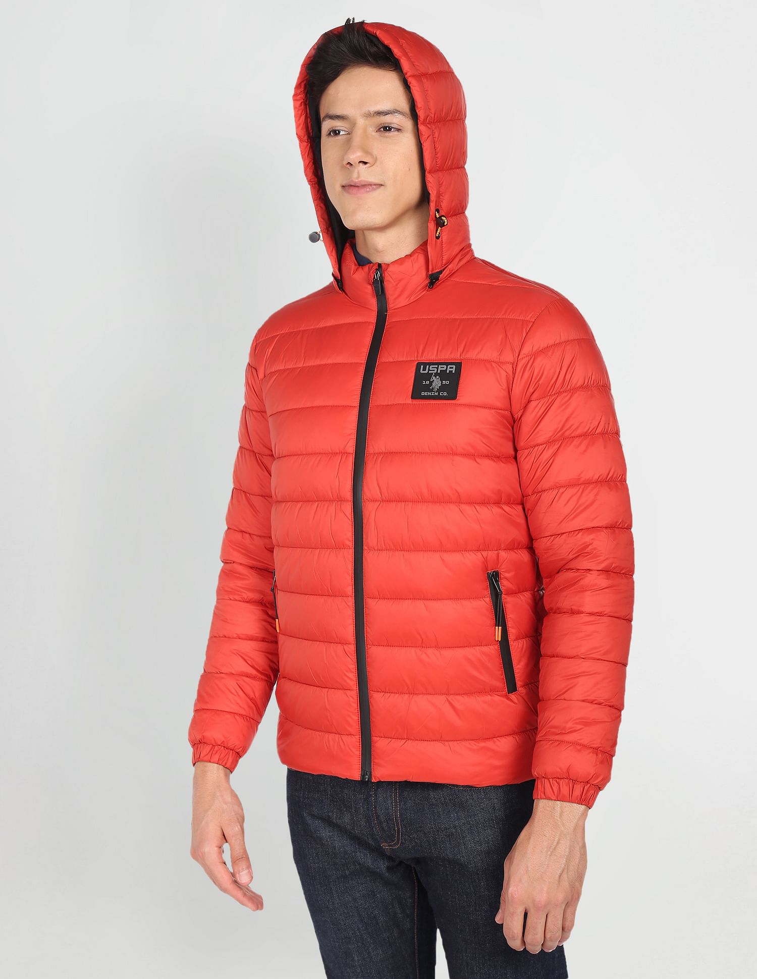 Long Sleeve Brand Print Hooded Jacket Dk. Orange - U.S. POLO ASSN. | Large