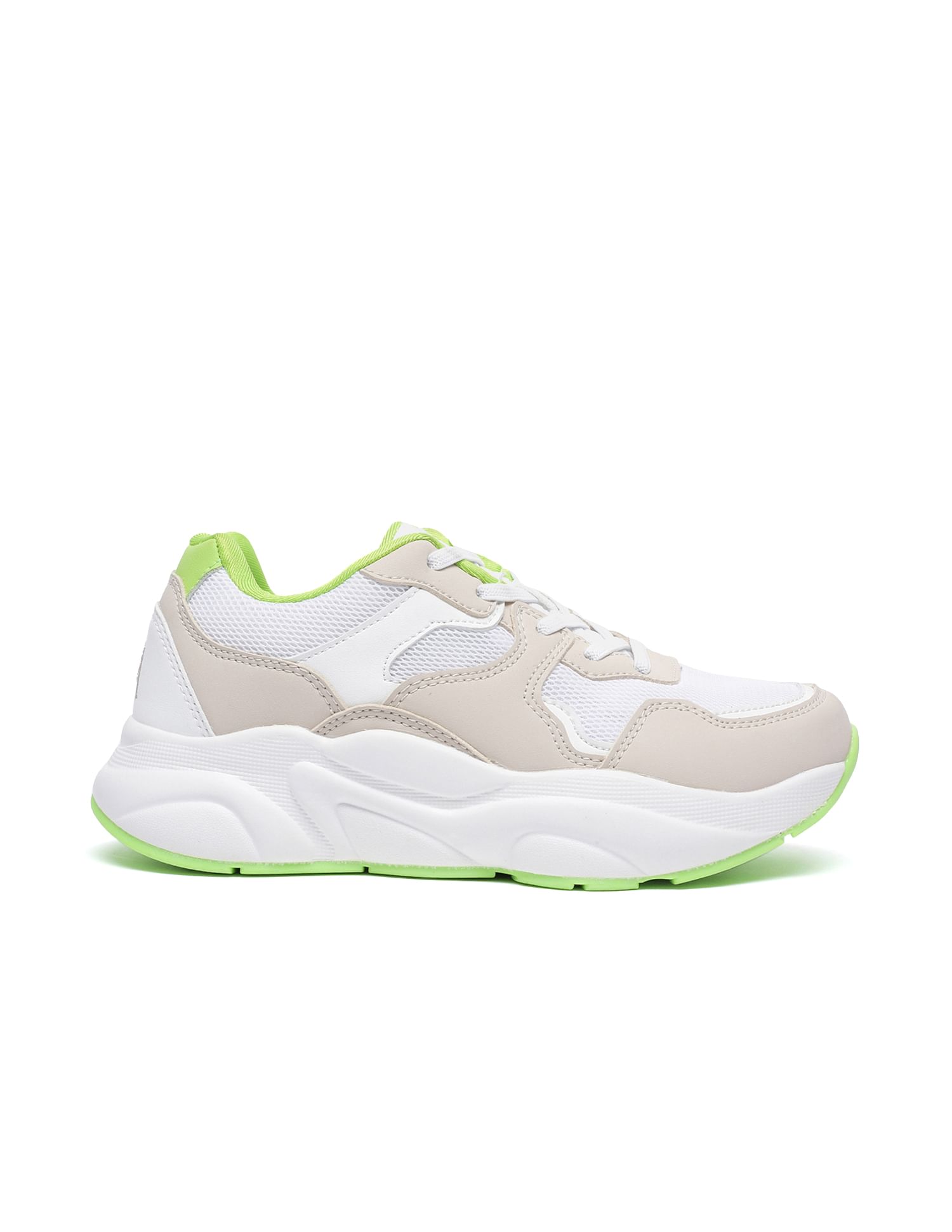 Zuri Panelled Colour Block Lace Up Sneakers Beige - U.S. POLO ASSN. | Large