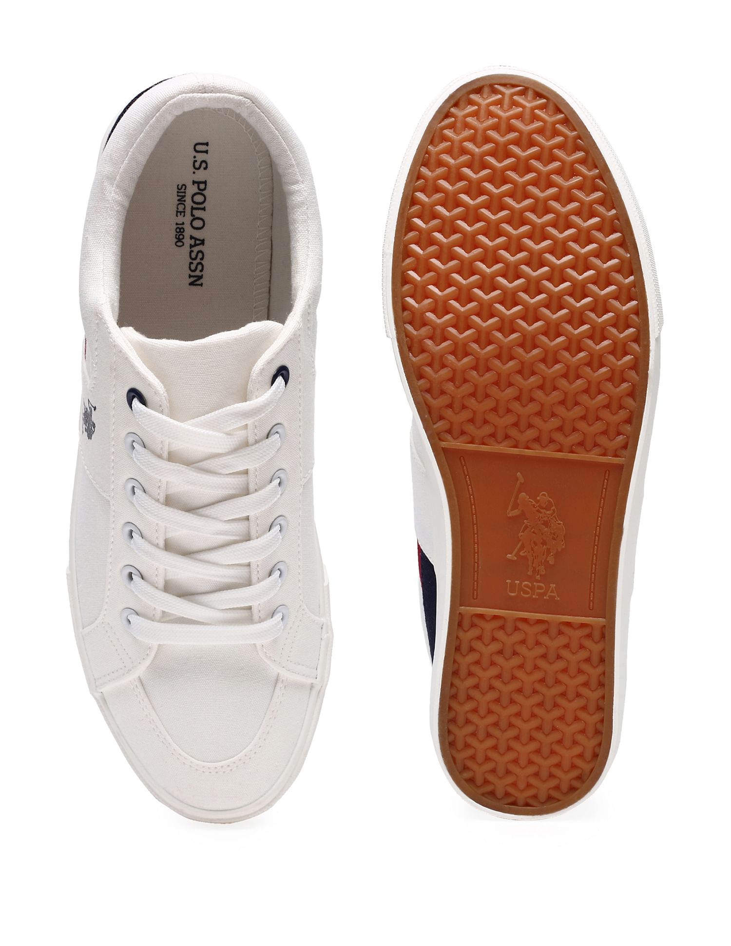 Men Contrast Stripe Canvas Clarkin Sneakers Off-White - U.S. POLO ASSN. | Large