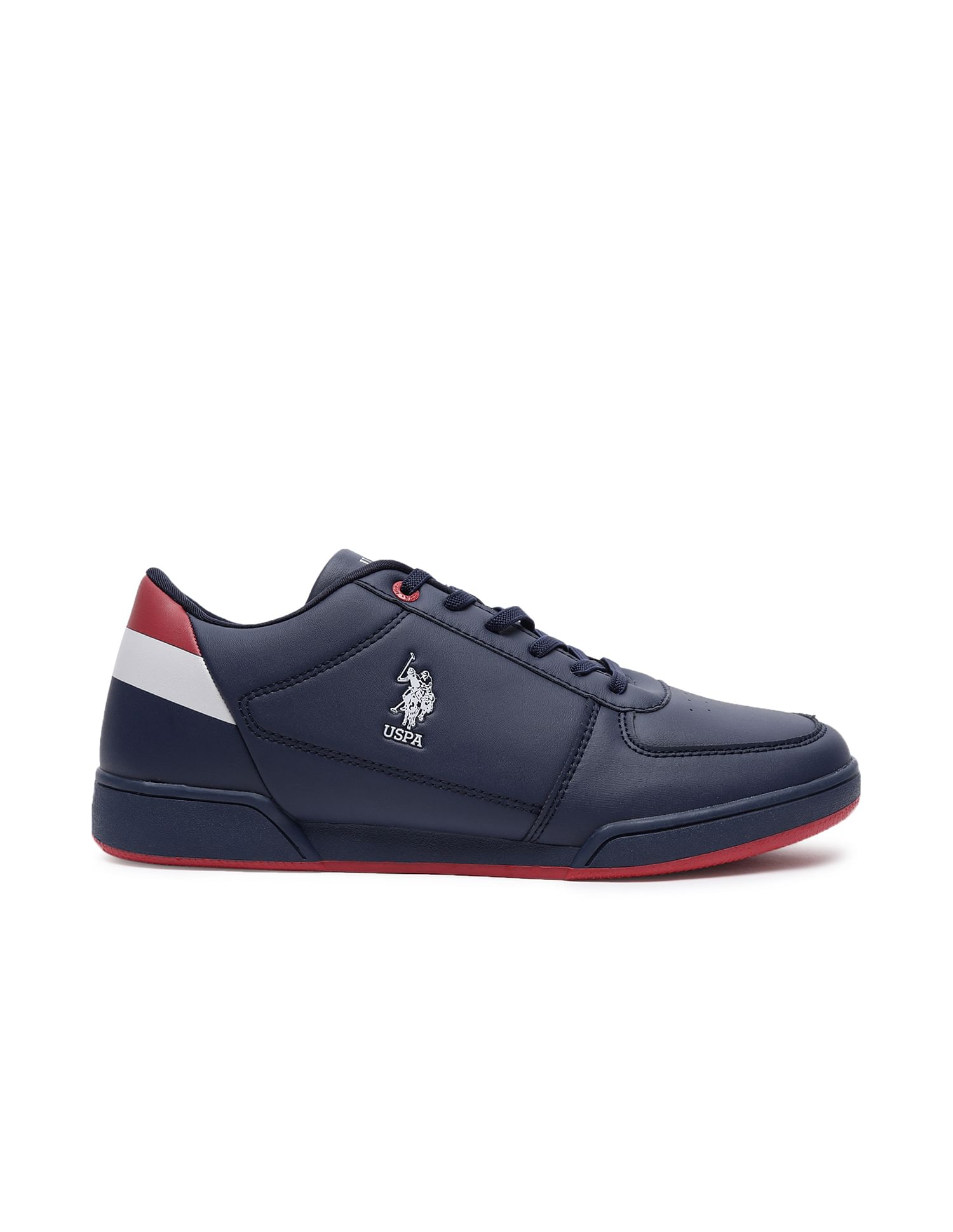 Men Brand Stripe Panelled Jan Sneakers Navy - U.S. Polo Assn. India | Large
