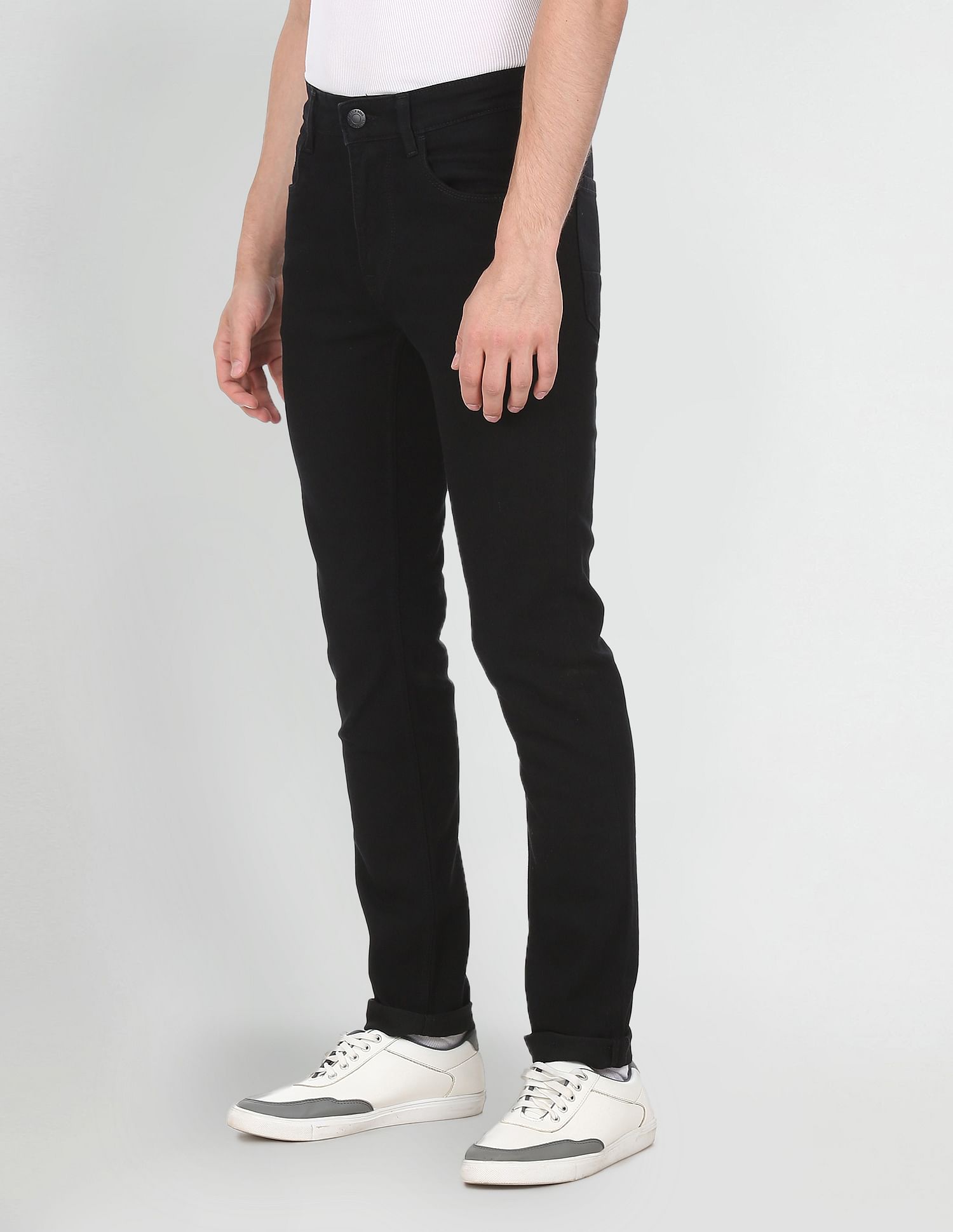 Men Black Mid Rise Brandon Slim Tapered Jeans Black - U.S. Polo Assn. India | Large