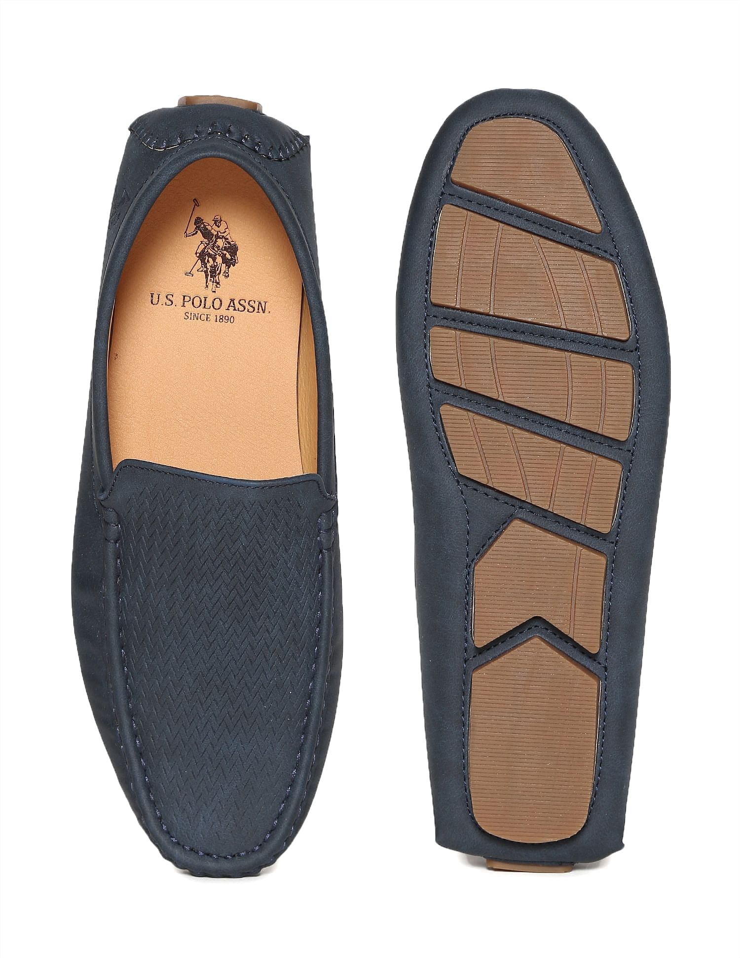 Men Round Toe Textured Colin 3.0 Loafers Navy - U.S. POLO ASSN. | Large