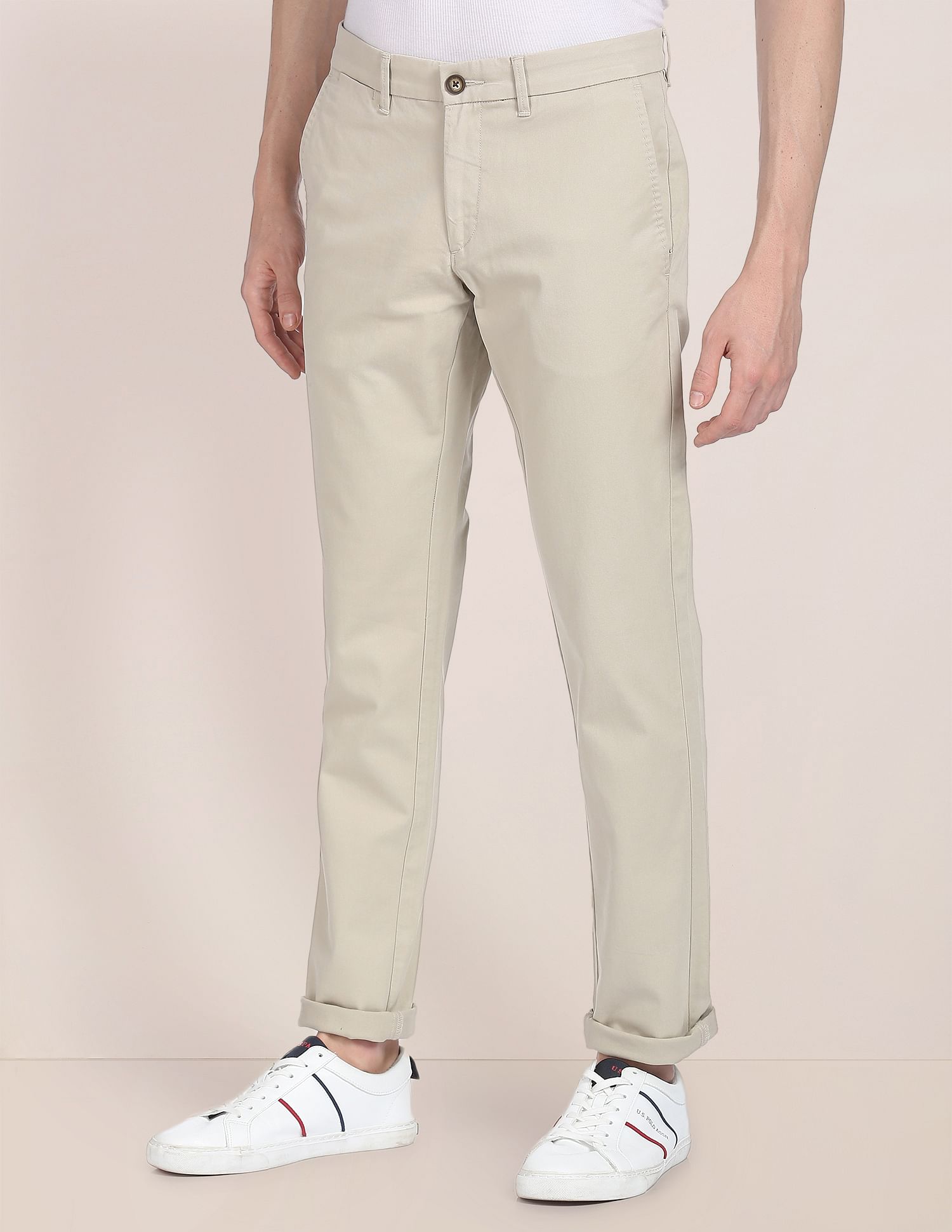 Denver Slim Fit Stretch Chinos Stone - U.S. POLO ASSN. | Large