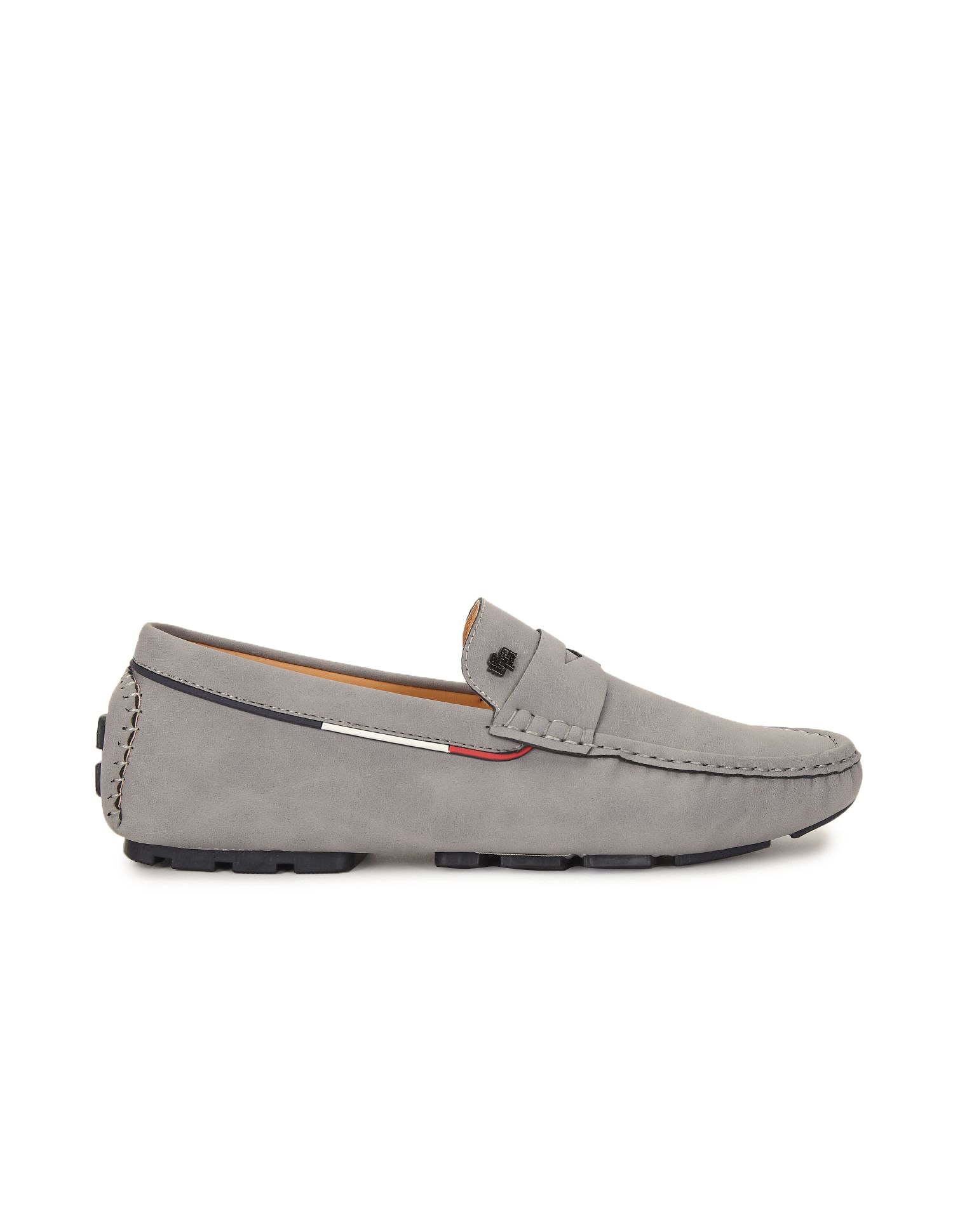 Men Round Toe Textured Curt Shoes Grey - U.S. Polo Assn. India | Large