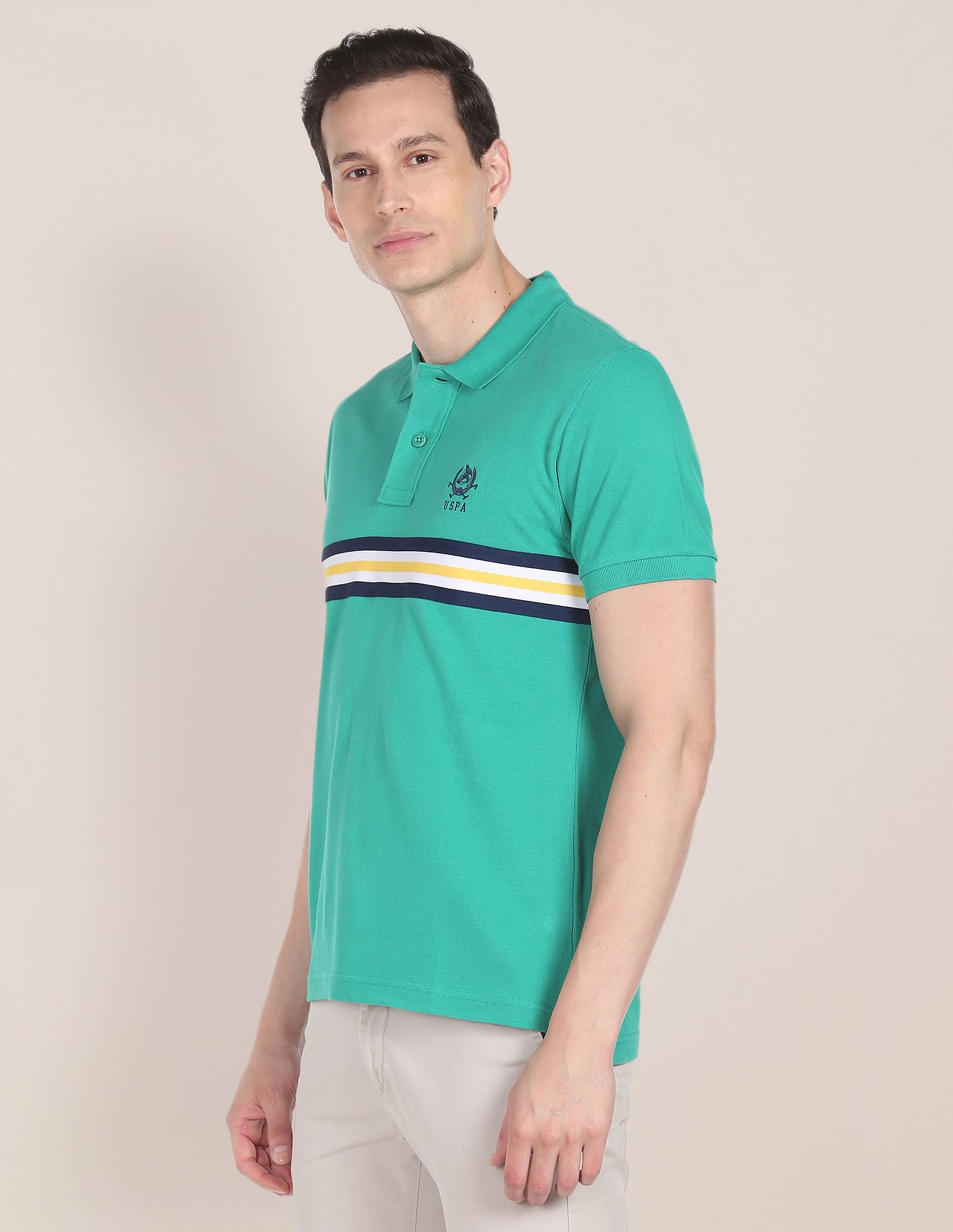 Brand Tape Cotton Polo Shirt Green - U.S. Polo Assn. India | Large