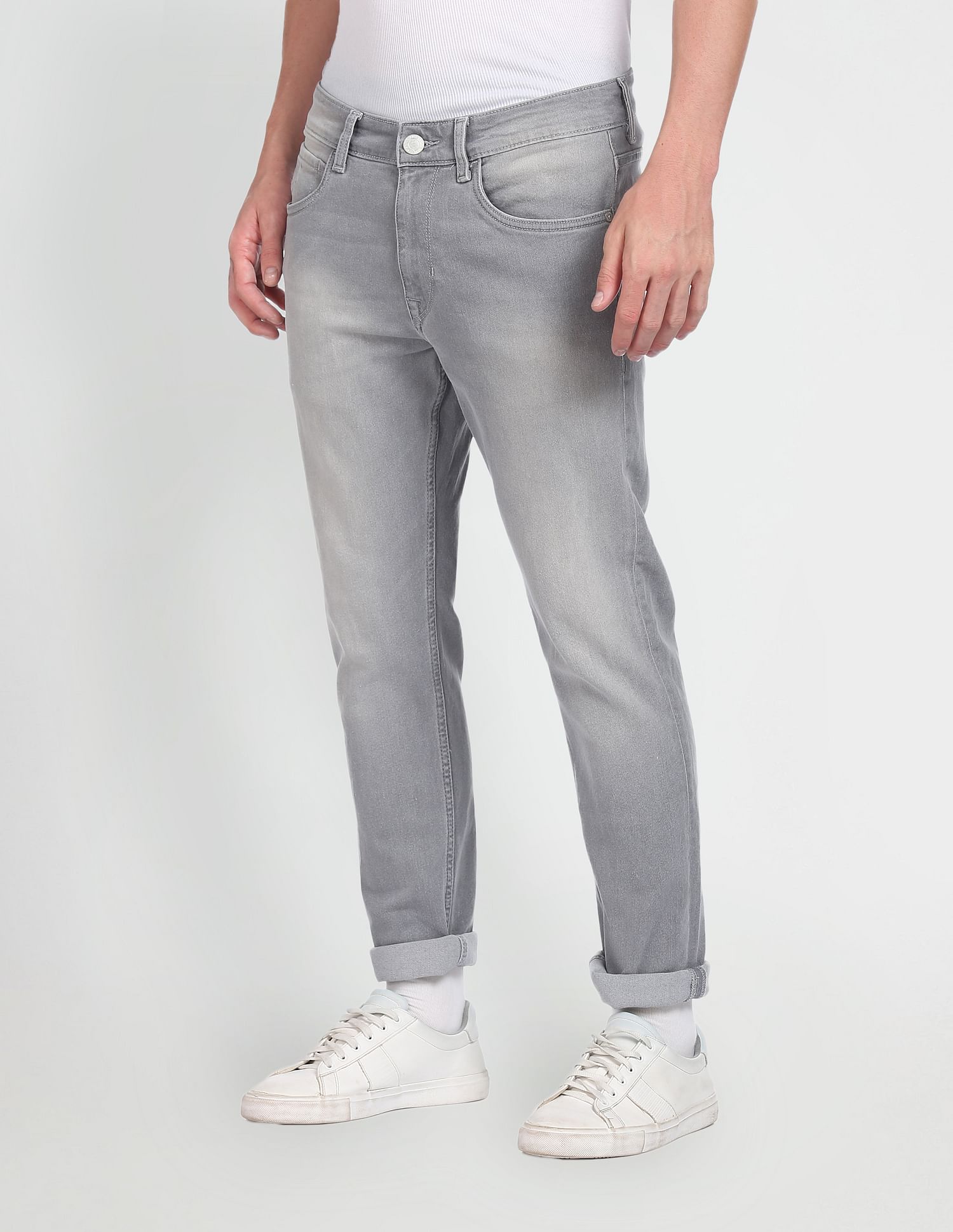 Stone Wash Brandon Slim Tapered Fit Jeans Light Grey - U.S. Polo Assn. India | Large