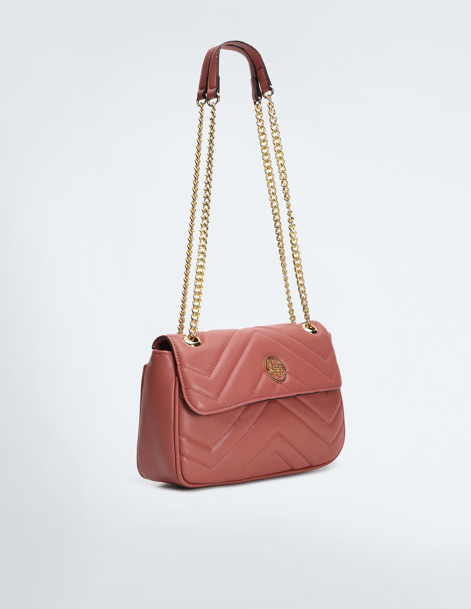 Chain Strap Chevron Quilted Sling Bag Dark Pink - U.S. POLO ASSN. | Large