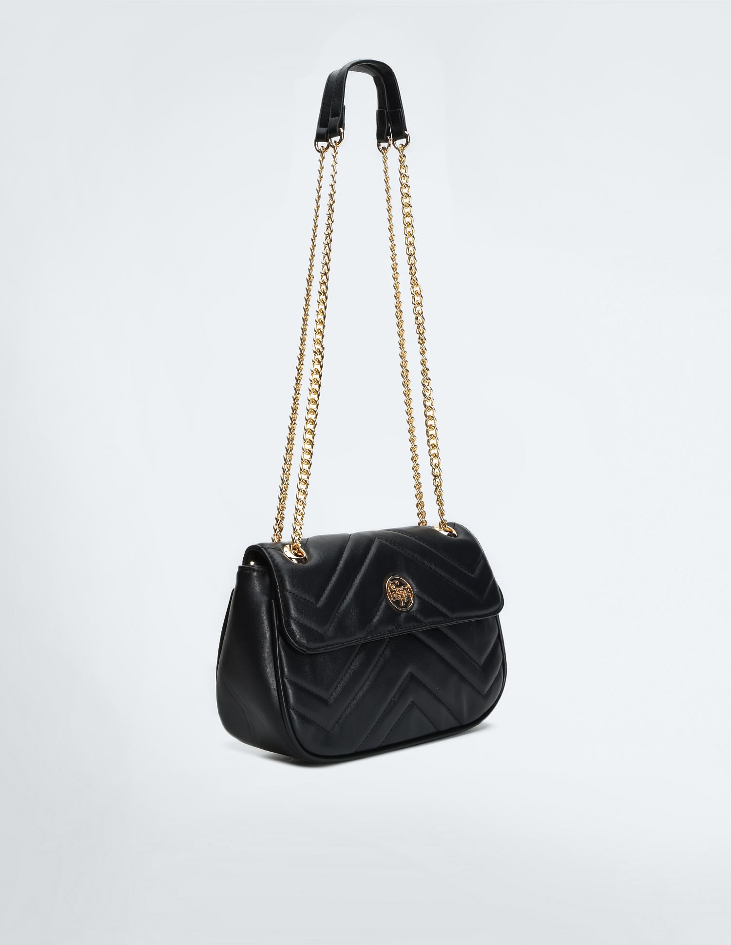 Chain Strap Chevron Quilted Sling Bag Black - U.S. POLO ASSN. | Large