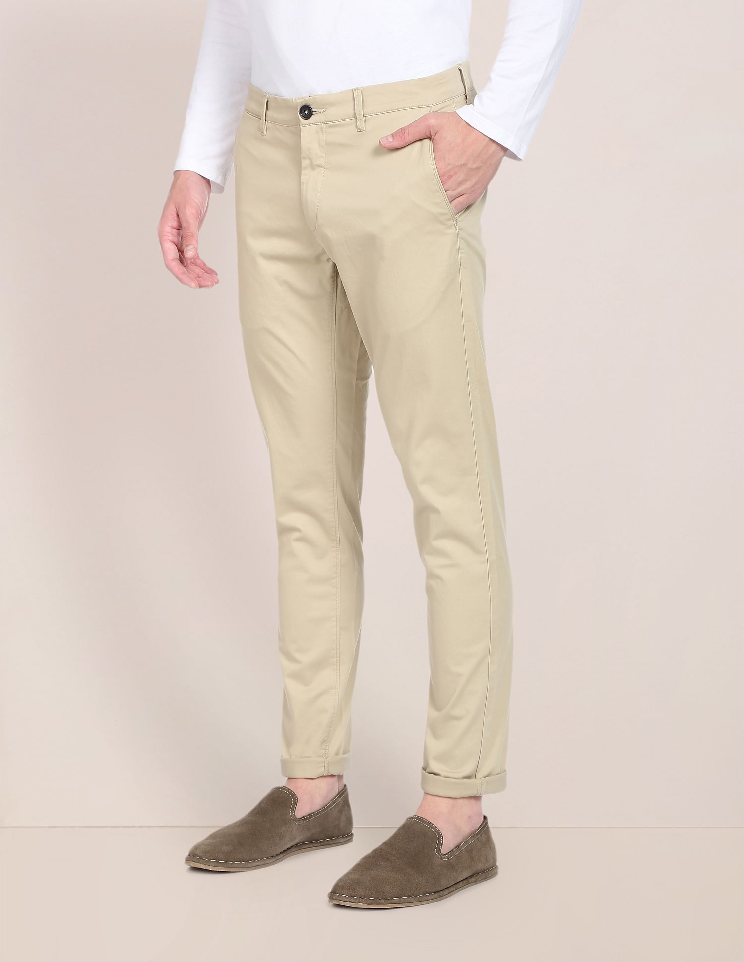 Buy Men Urban Fit Cotton Stretch Trouser Online | Indian Terrain