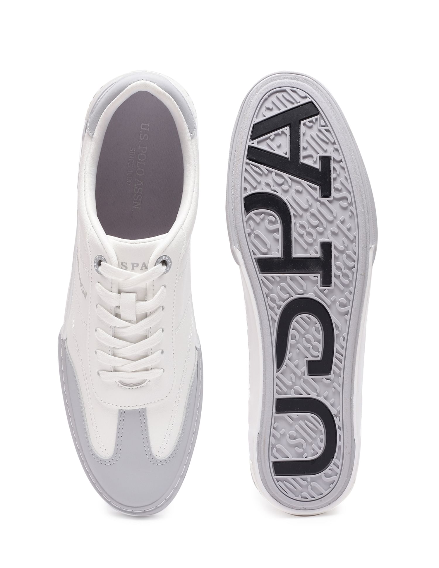 Men Round Toe Solid Gain Sneakers Grey - U.S. POLO ASSN. | Large