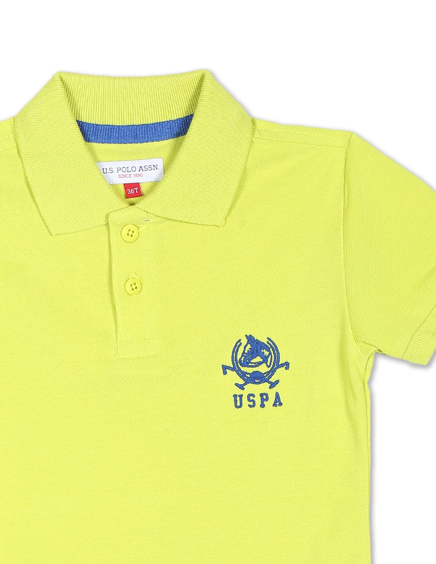 Boys Yellow Solid Pique Polo Shirt Yellow - U.S. Polo Assn. India | Large