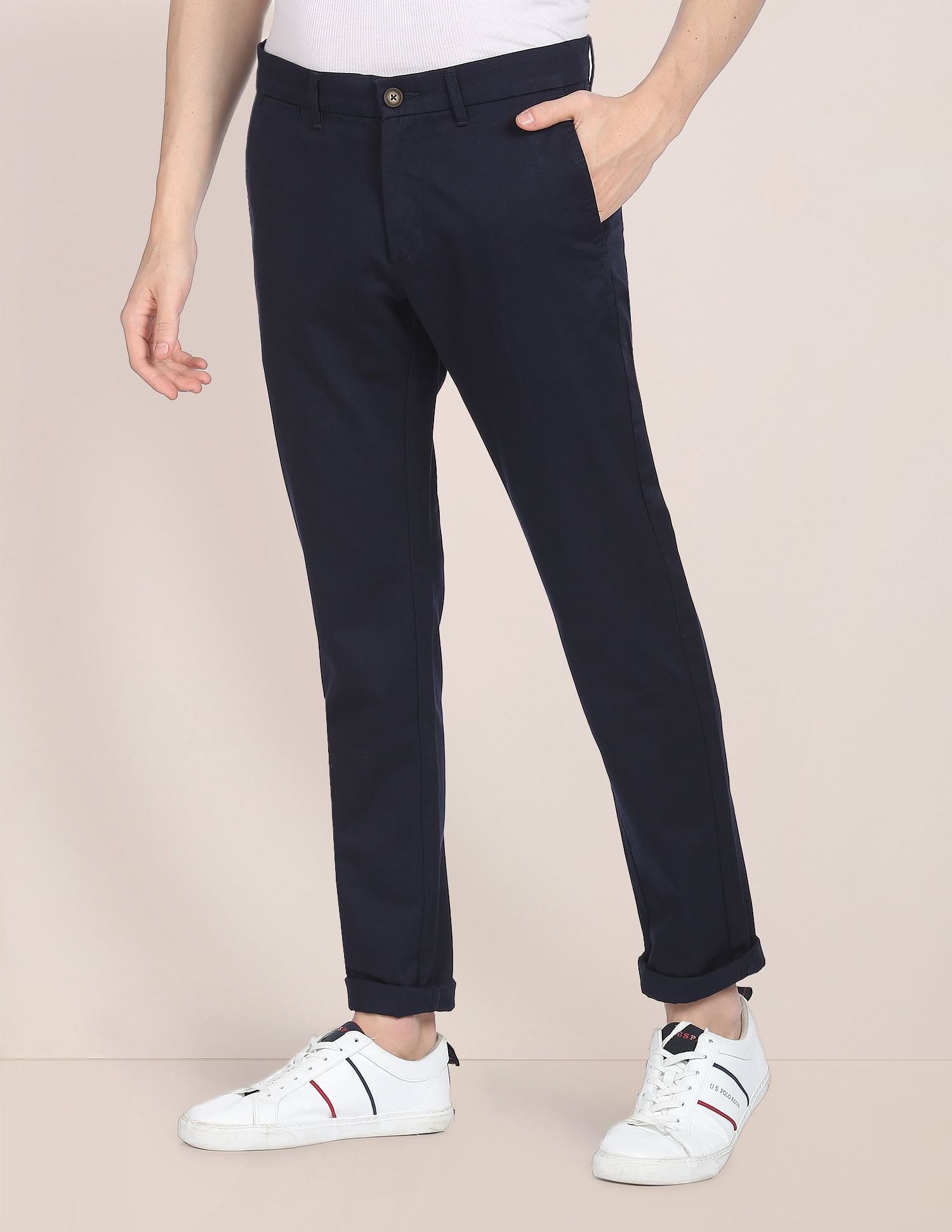 Denver Slim Fit Stretch Chinos Navy - U.S. POLO ASSN. | Large