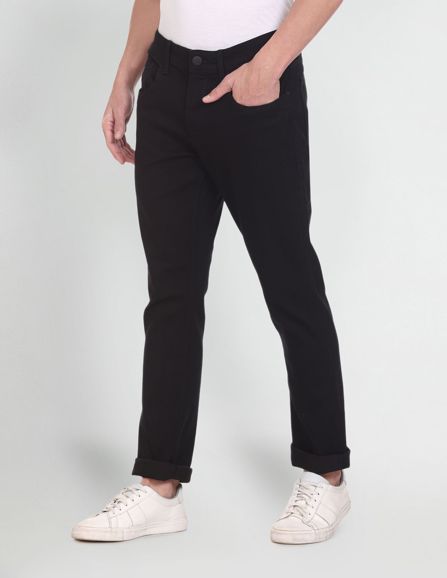 Woody Slim Straight Fit Mid Rise Jeans Black - U.S. Polo Assn. India | Large