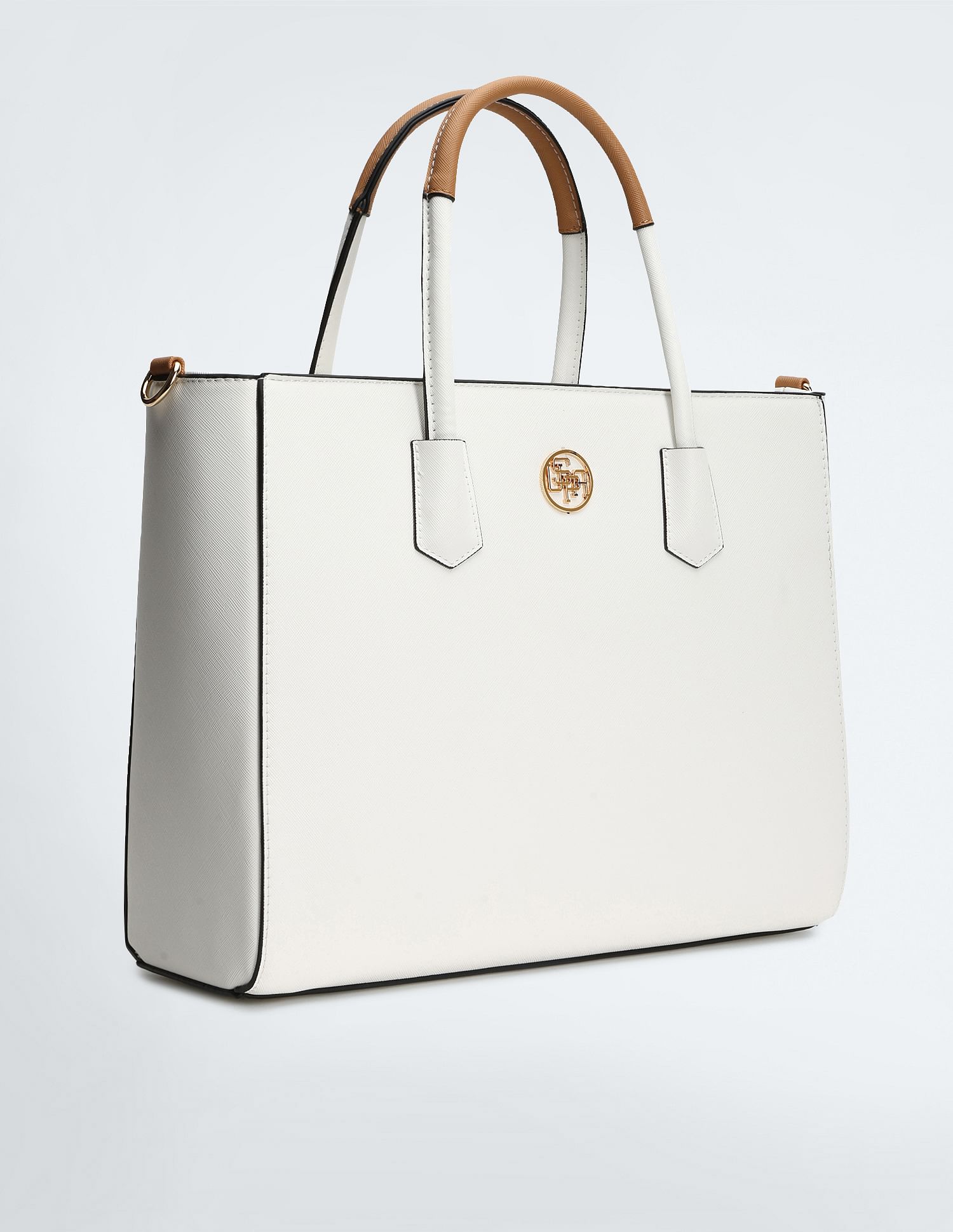 Metallic Hardware Structured Handbag White - U.S. POLO ASSN. | Large