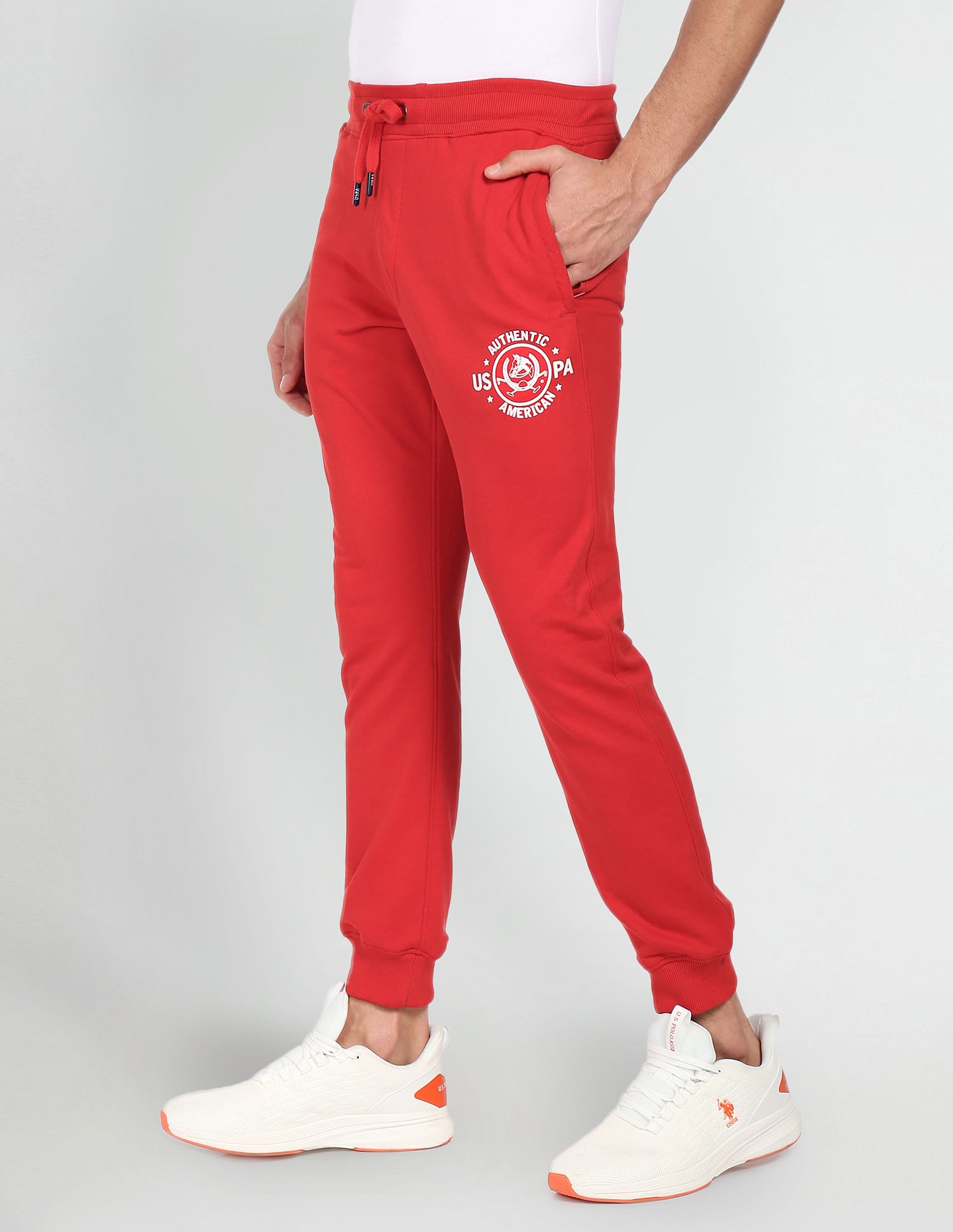 Elasticised Waist Brand Print Joggers Red - U.S. Polo Assn. India | Large