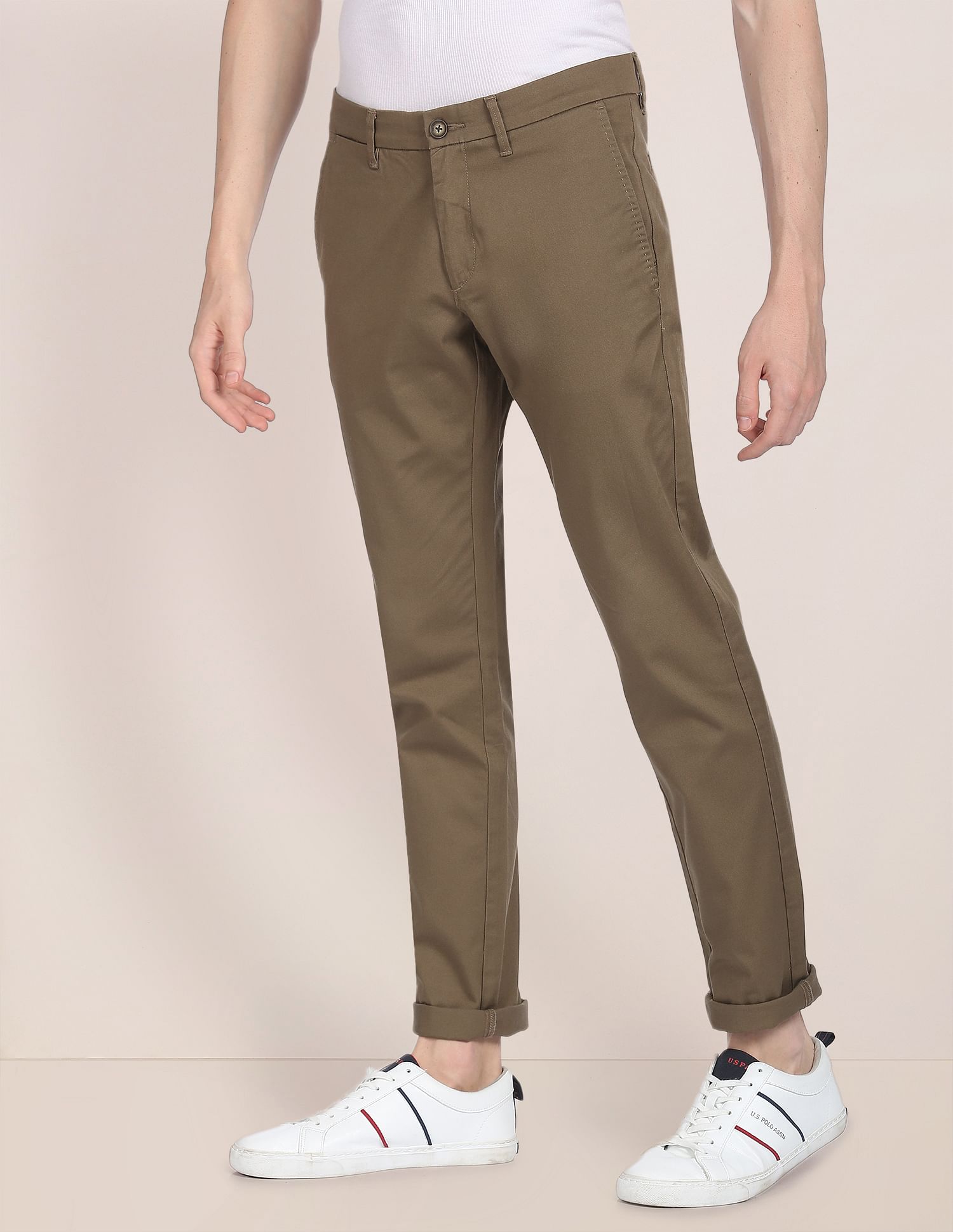 Denver Slim Fit Stretch Chinos Brown - U.S. POLO ASSN. | Large