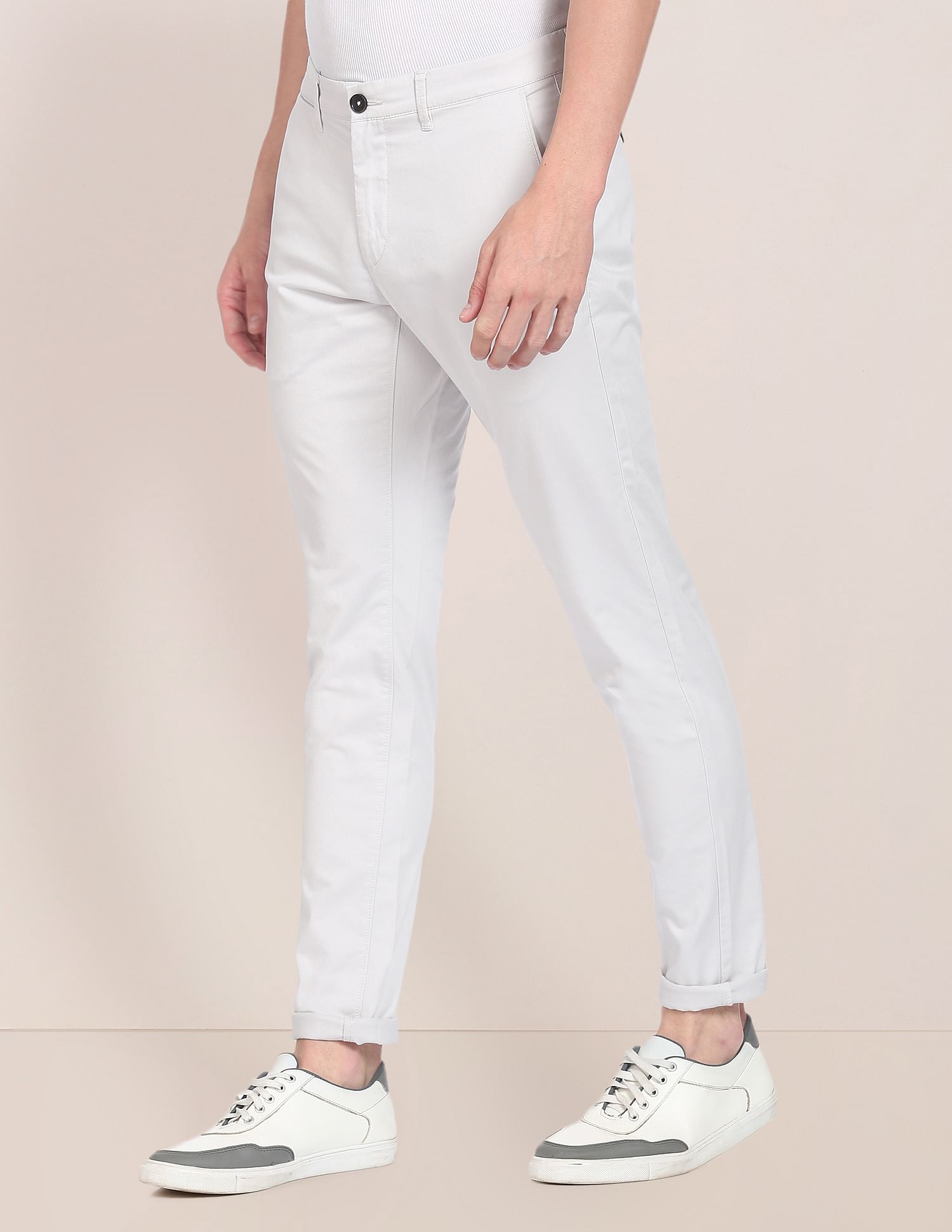 Solid Cotton Stretch Chinos Light Grey - U.S. POLO ASSN. | Large