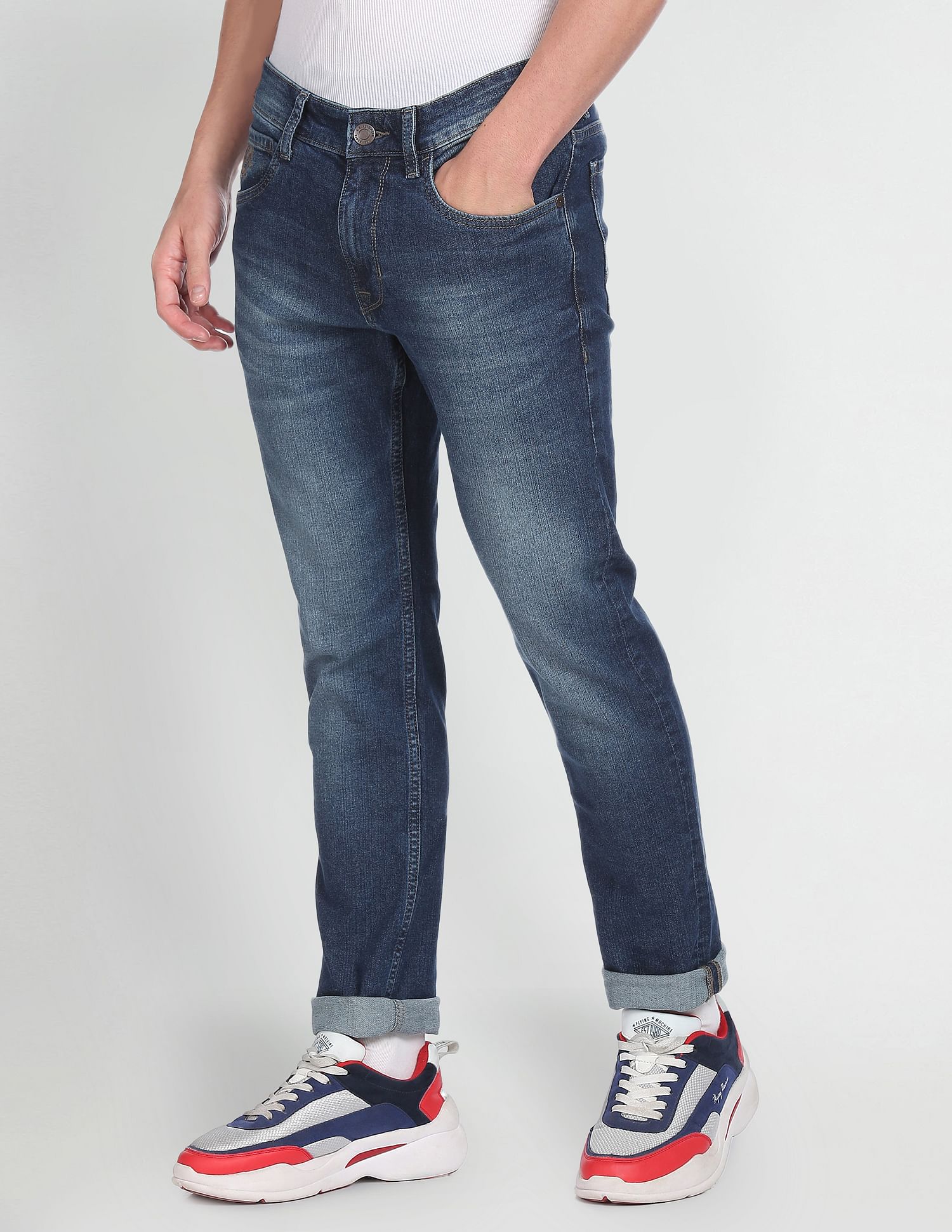 Stone Wash Brandon Slim Tapered Fit Jeans Dark Blue - U.S. POLO ASSN. | Large