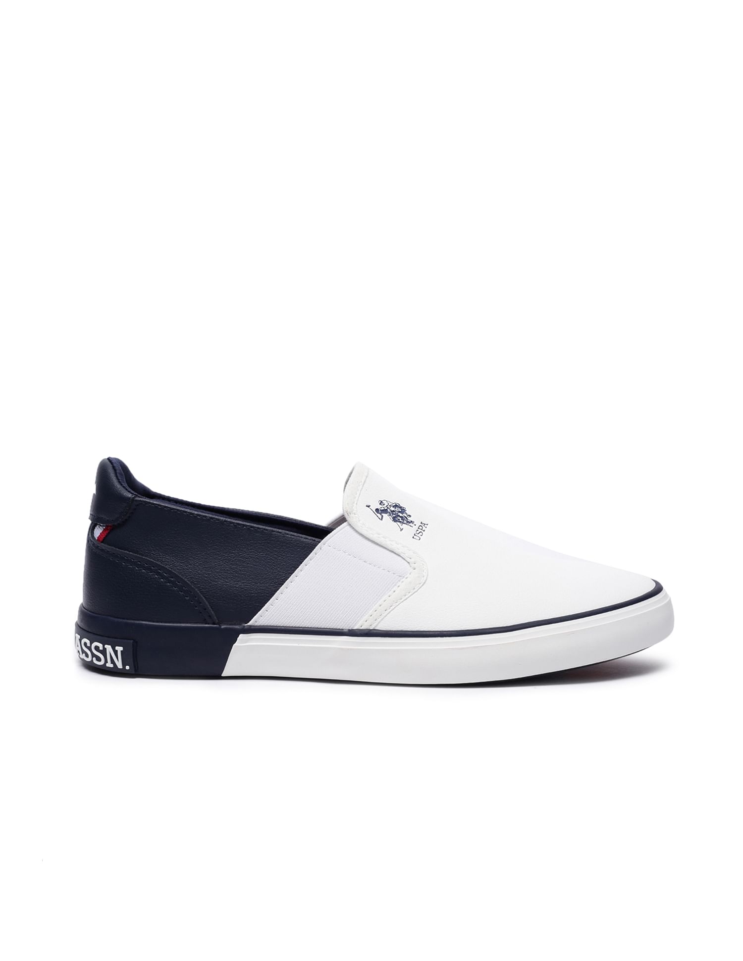 Men Lanap Colour Block Slip On Shoes White and Navy - U.S. POLO ASSN. | Large