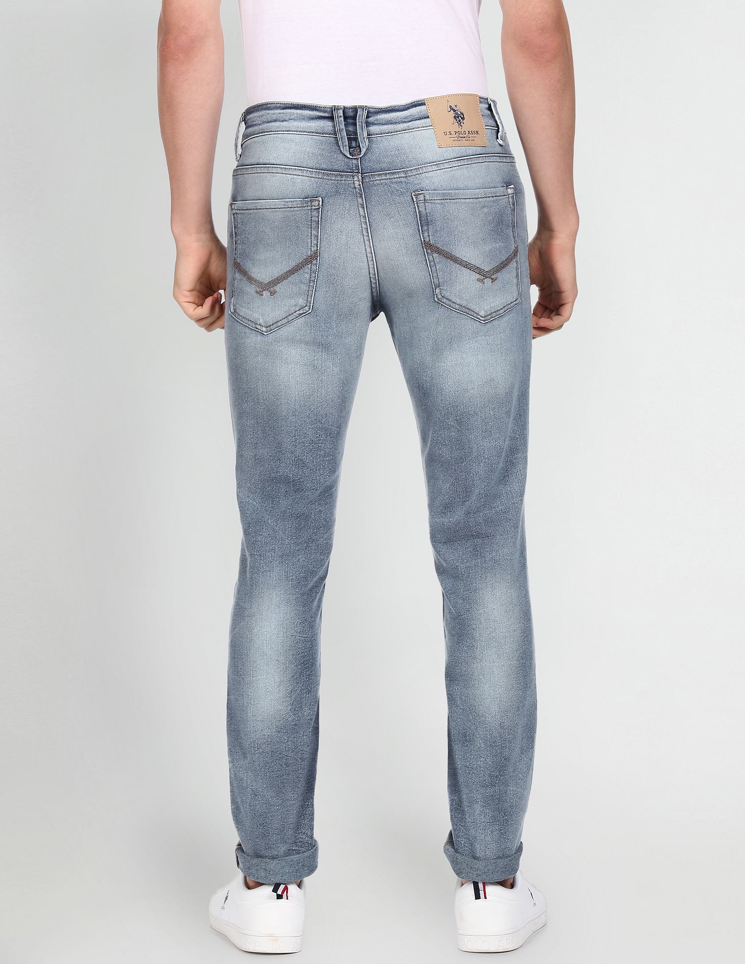 Men Blue Mid Rise Brandon Slim Tapered Fit Jeans Blue - U.S. POLO ASSN. | Large