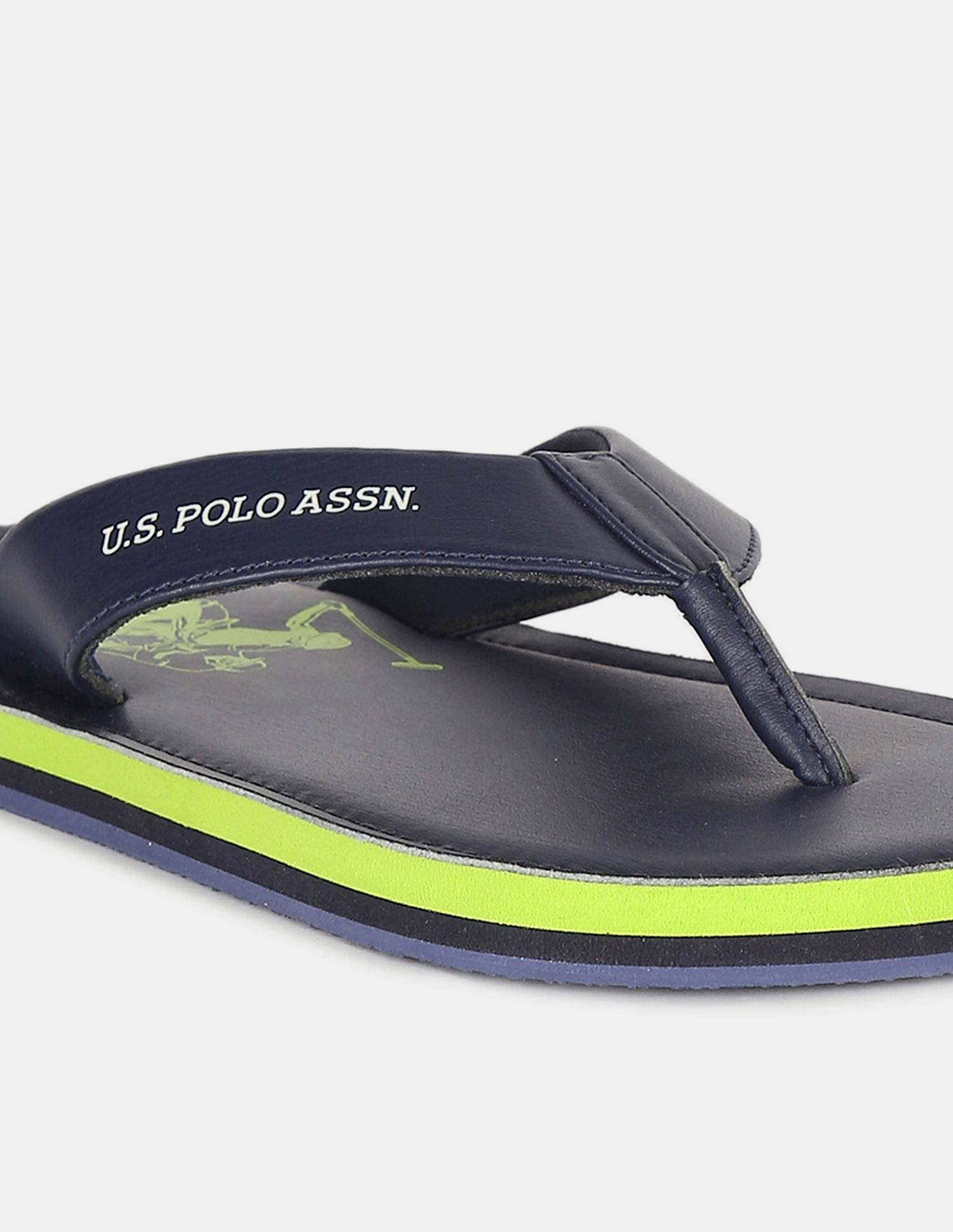 V-Strap Brand Print Non-Skid Irling Flip Flops Navy - U.S. Polo Assn. India | Large