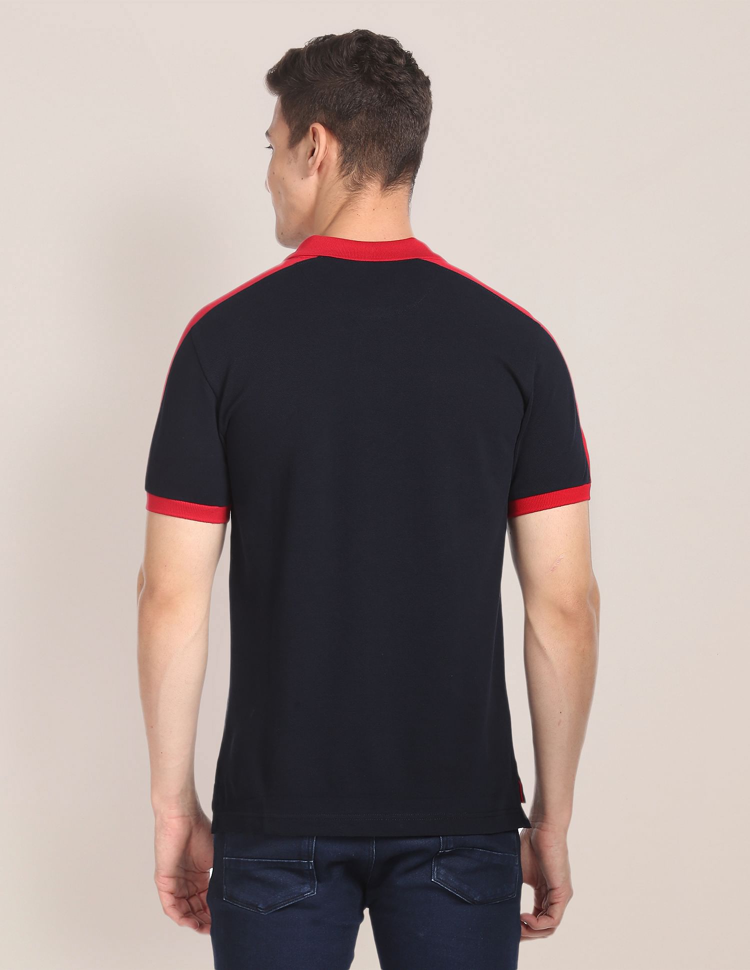 Striped Sleeve Cotton Polo Shirt Navy - U.S. POLO ASSN. | Large