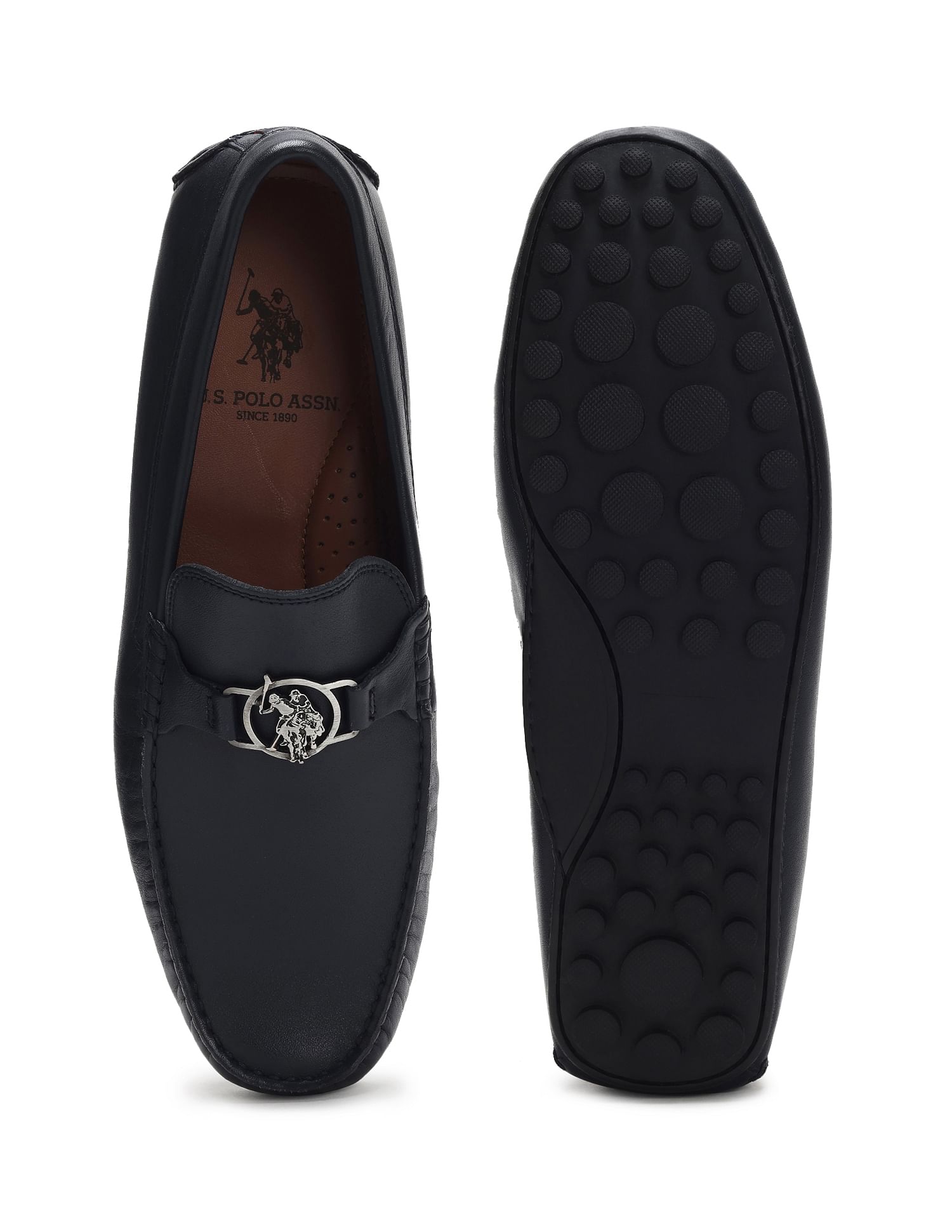 Men Metallic Logo Solid Raptor Slip On Shoes Navy - U.S. Polo Assn. India | Large