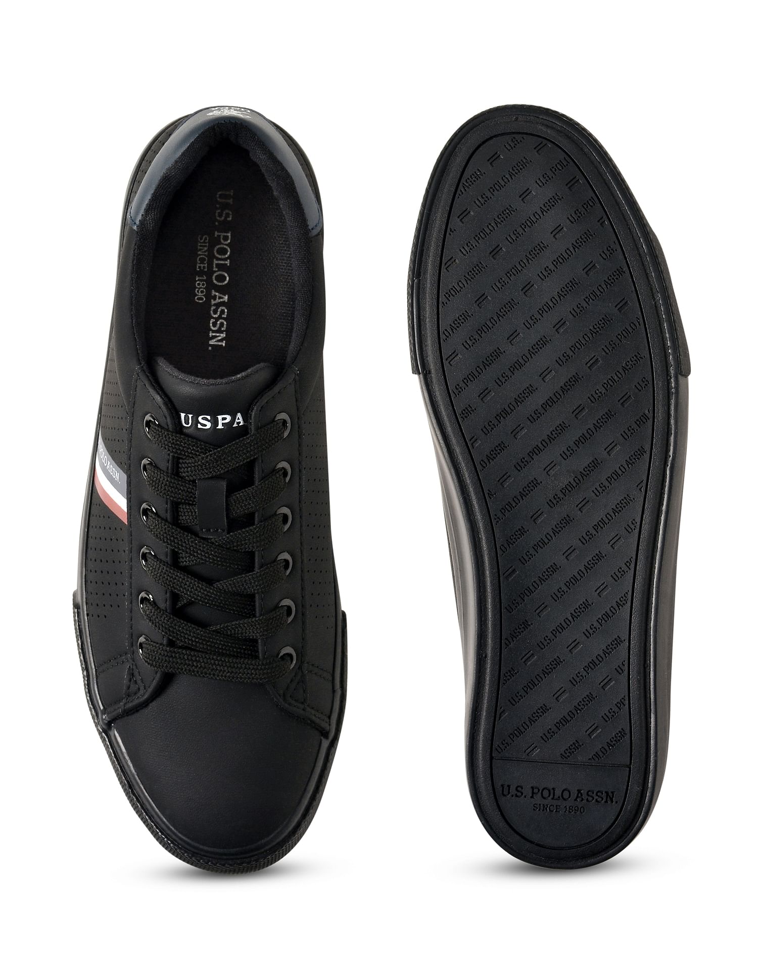 Men Brand Stripe Perforated Capron 2.0 Sneakers Black - U.S. Polo Assn. India | Large