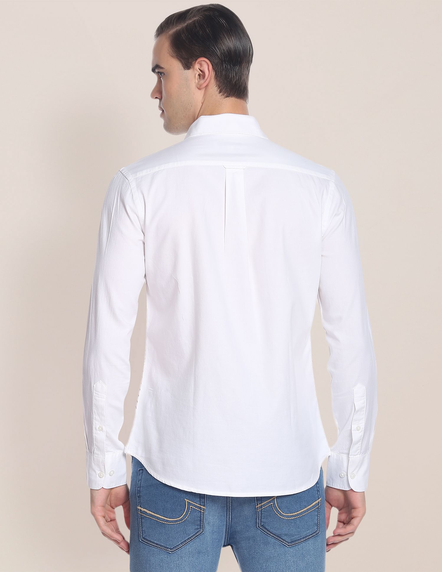 Signature Engineered Stripe Dobby Shirt White - U.S. Polo Assn. India | Large