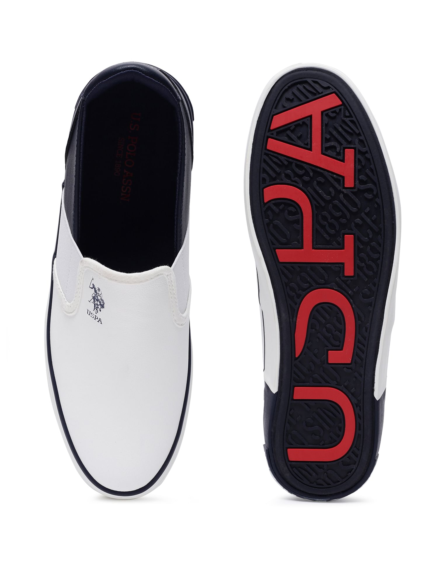 Men Lanap Colour Block Slip On Shoes White and Navy - U.S. POLO ASSN. | Large