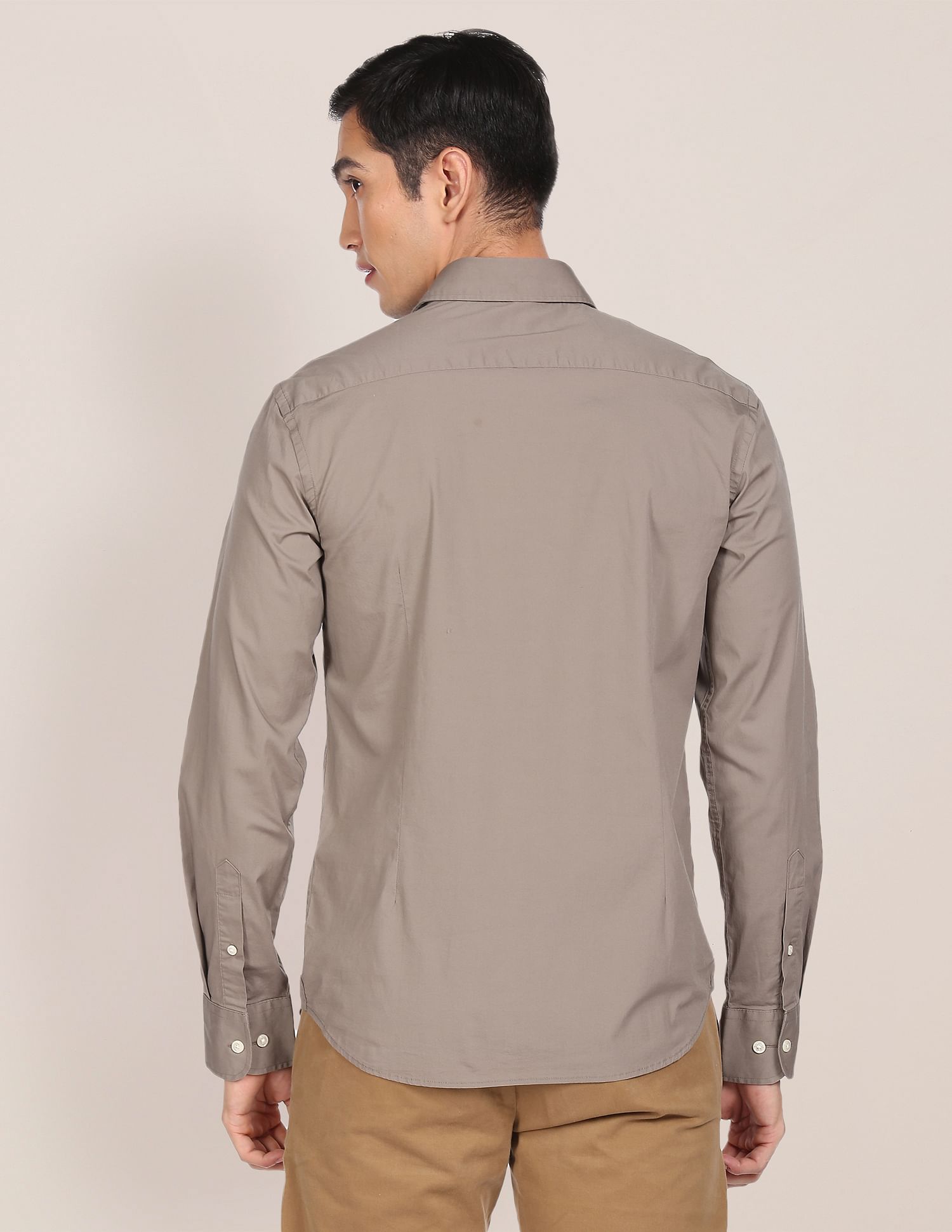 Regular Fit Solid Casual Shirt Stone - U.S. Polo Assn. India | Large