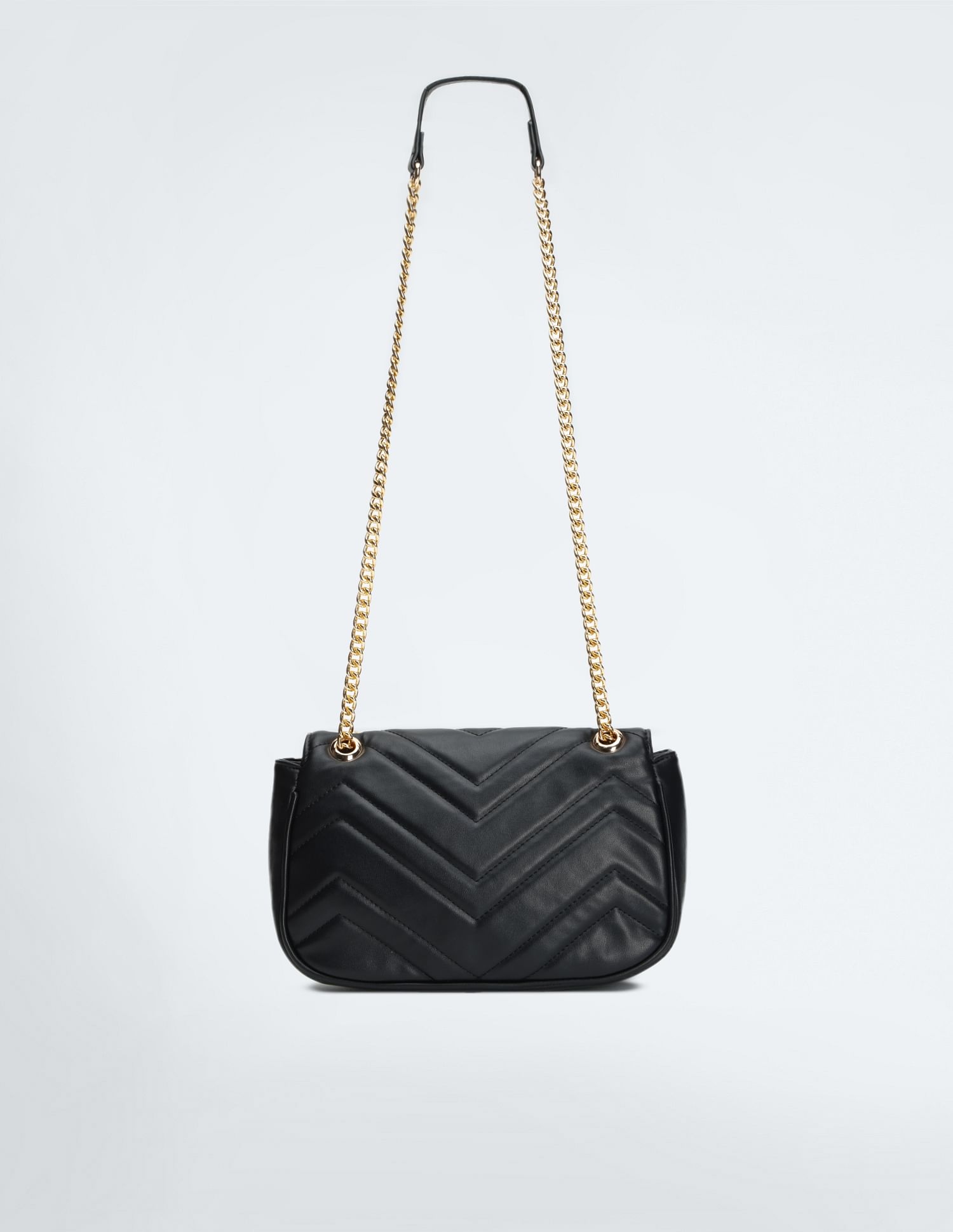 Chain Strap Chevron Quilted Sling Bag Black - U.S. POLO ASSN. | Large
