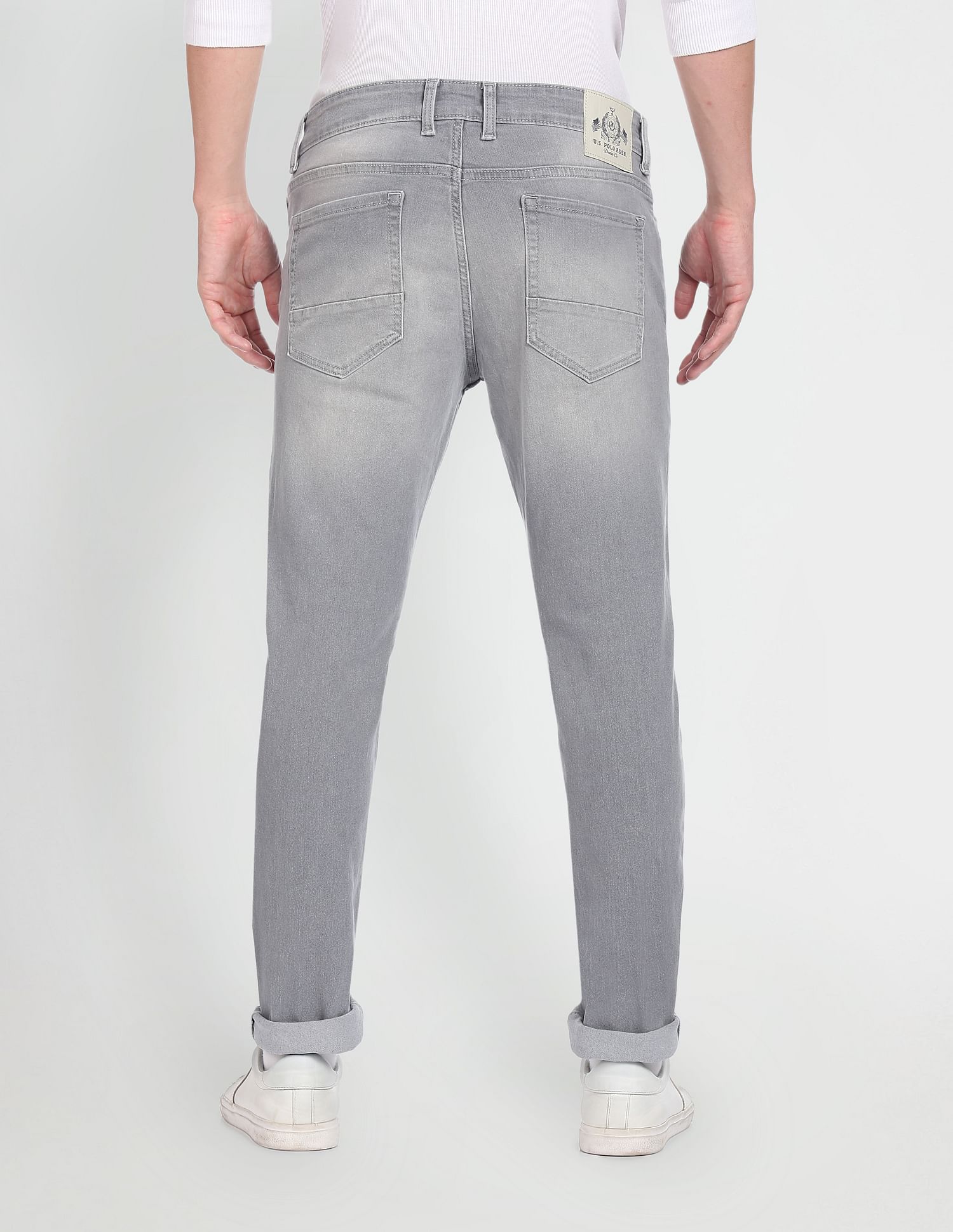 Stone Wash Brandon Slim Tapered Fit Jeans Light Grey - U.S. Polo Assn. India | Large