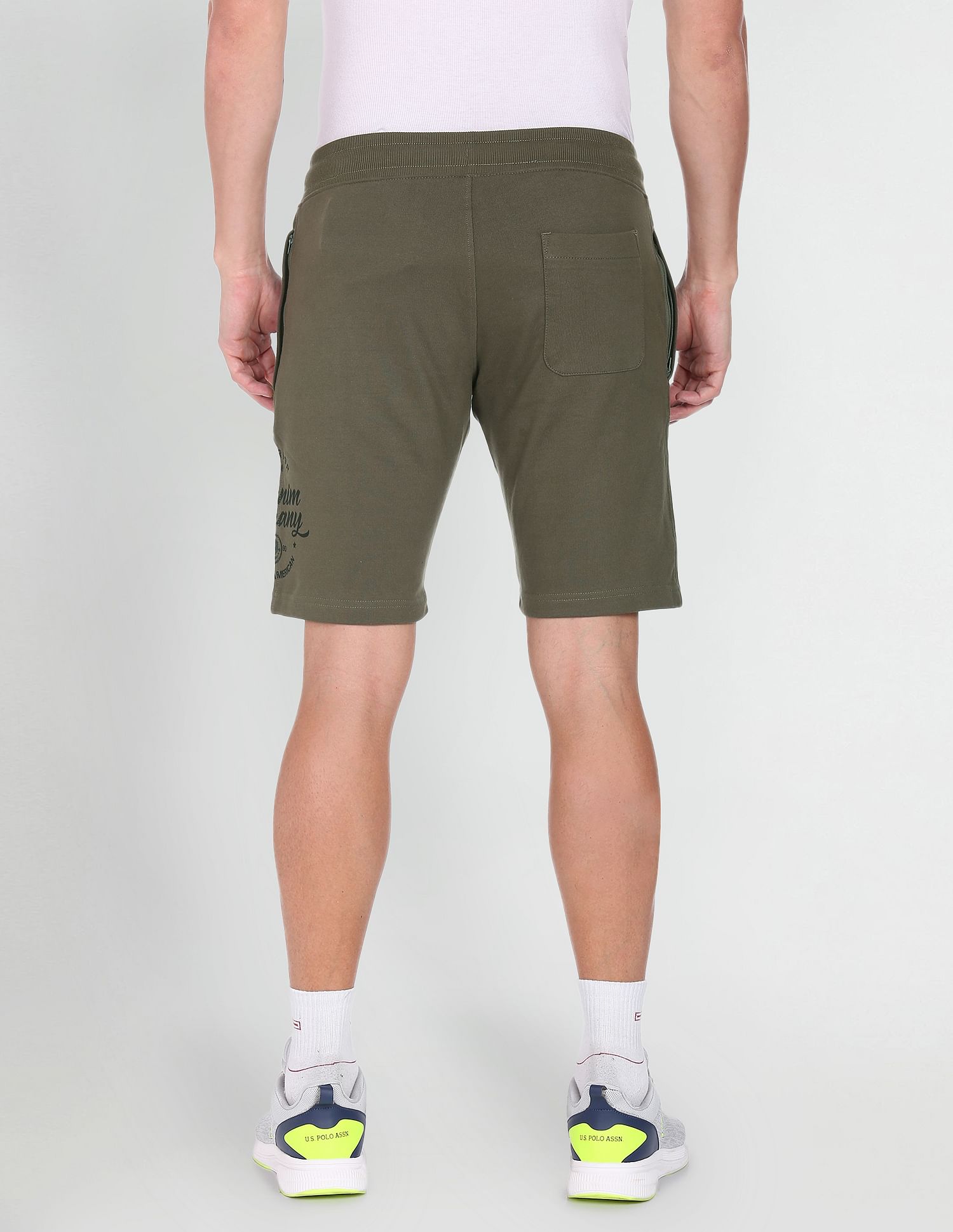 Mid Rise Drawstring Waist Brand Logo Shorts Olive - U.S. POLO ASSN. | Large