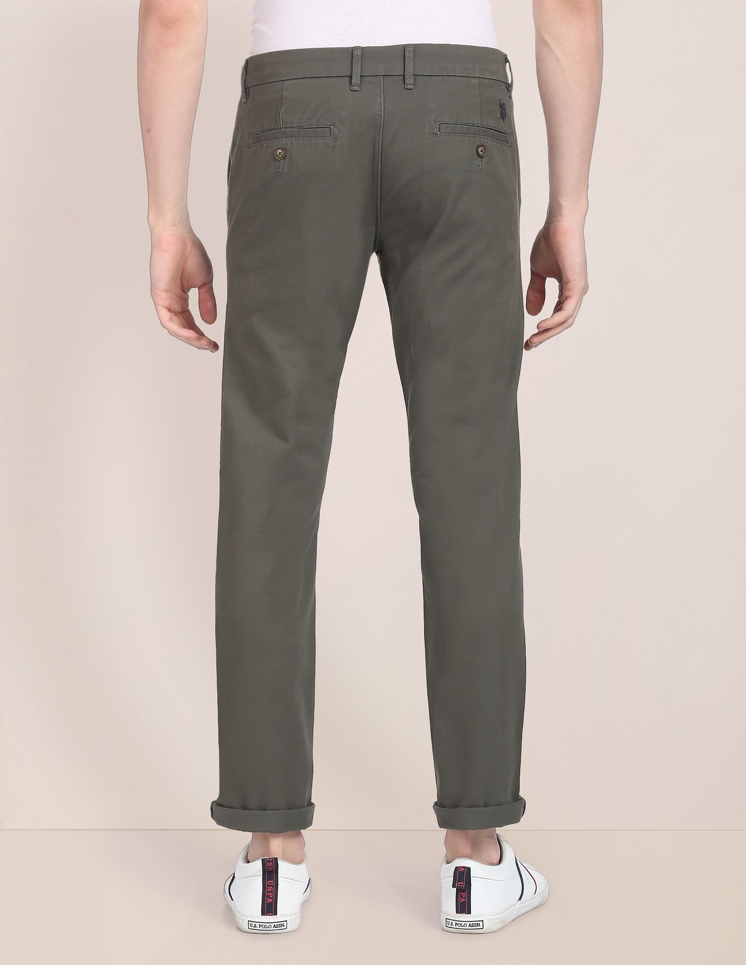 Denver Slim Fit Stretch Chinos Olive - U.S. POLO ASSN. | Large