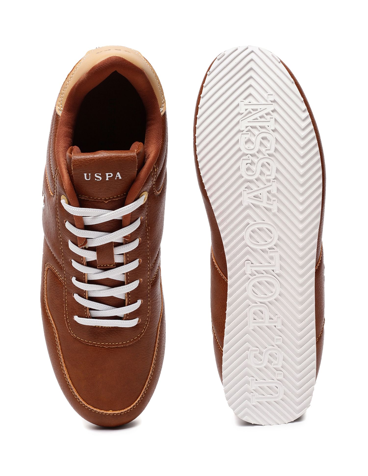 Men Lace Up Solid Sorrento 2.0 Sneakers Brown - U.S. Polo Assn. India | Large