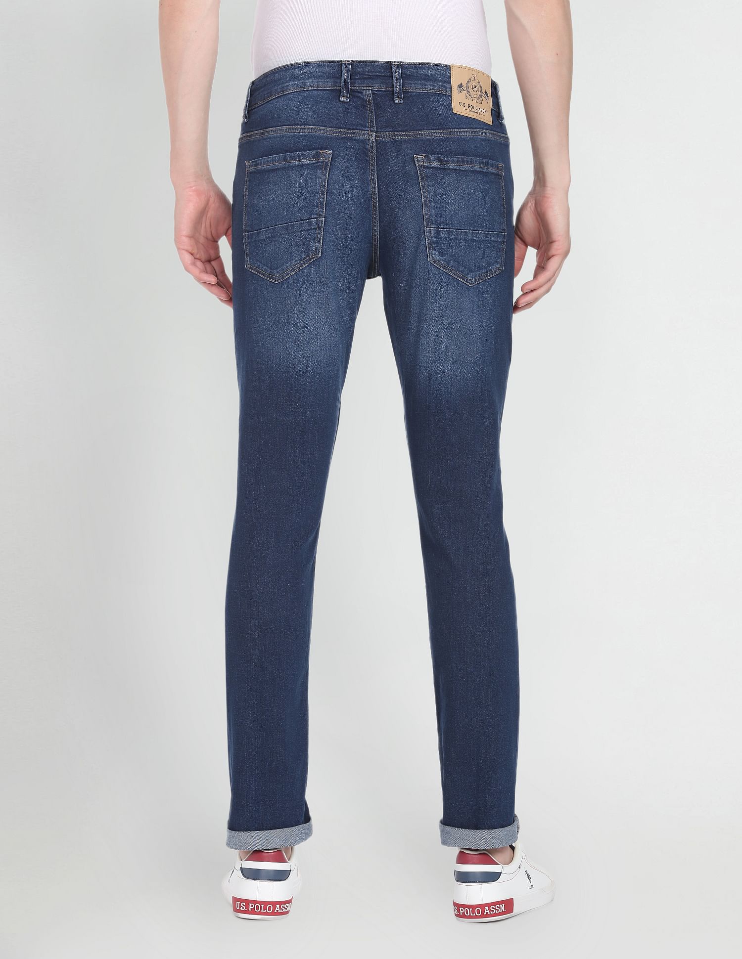 Brandon Slim Tapered Fit Stone Wash Jeans Blue - U.S. Polo Assn. India | Large