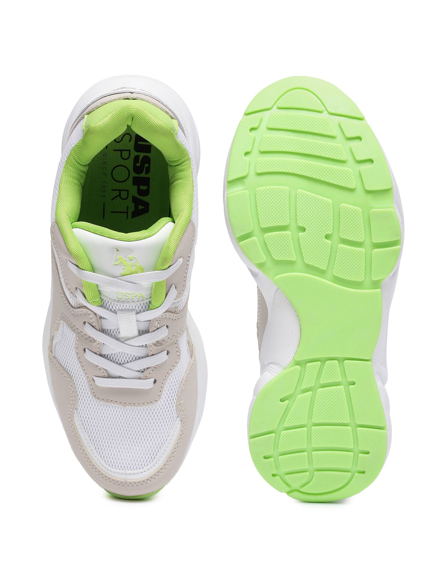 Zuri Panelled Colour Block Lace Up Sneakers Beige - U.S. POLO ASSN. | Large