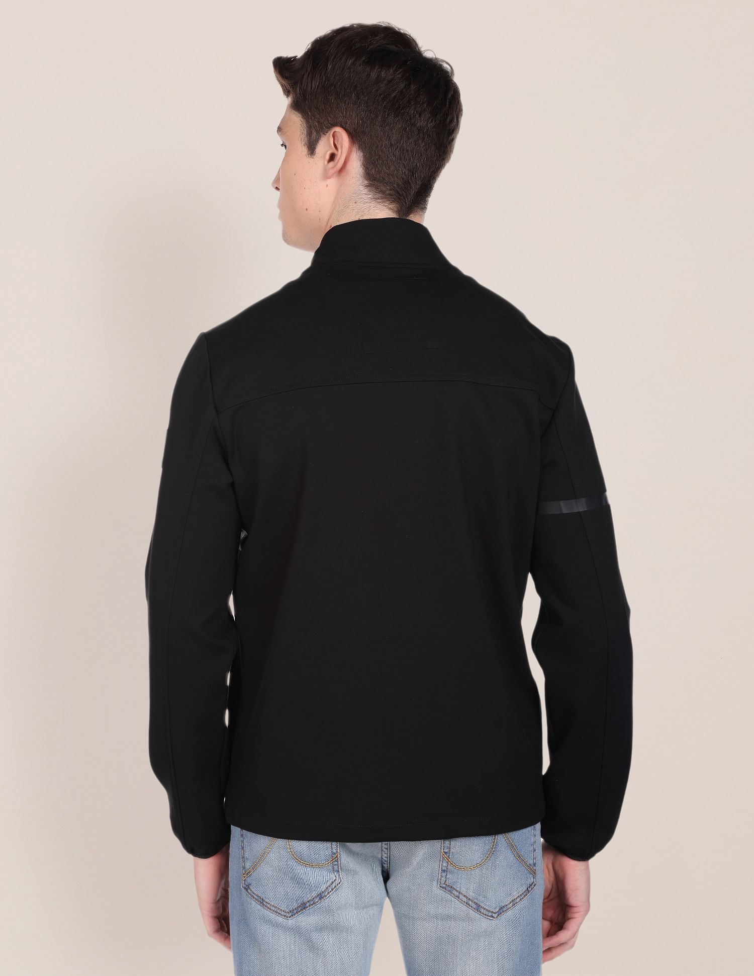 Men Black High Neck Panelled Jacket Black - U.S. Polo Assn. India | Large