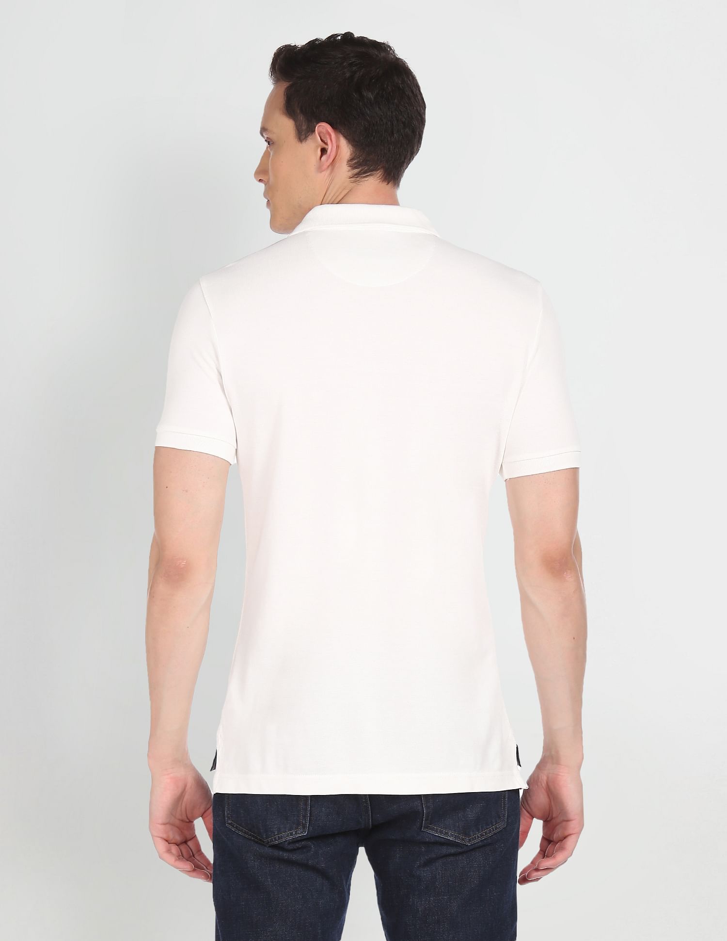 Cotton Solid Polo Shirt Off White - U.S. Polo Assn. India | Large