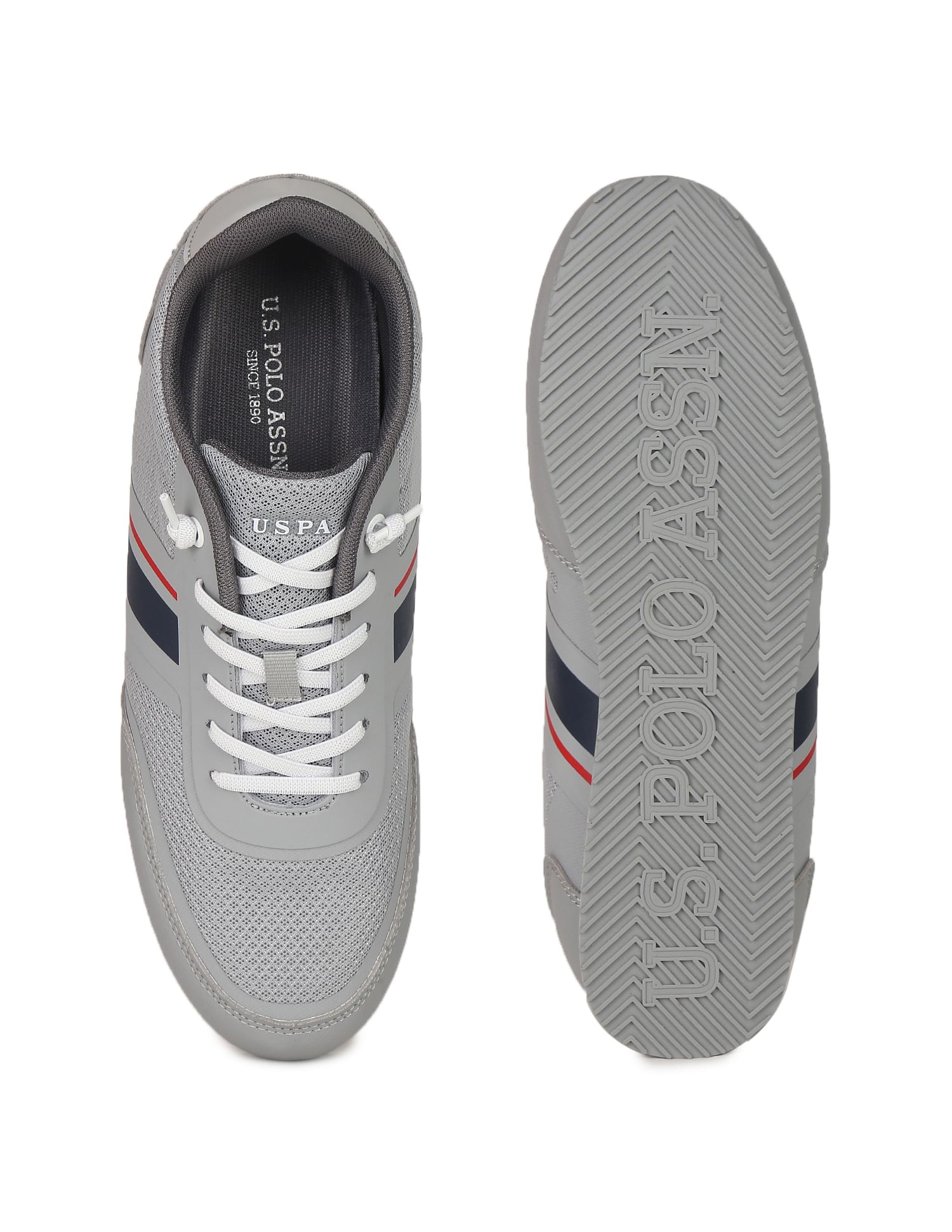 Men Knit Contrast Stripe Garcia Sneakers Grey - U.S. Polo Assn. India | Large