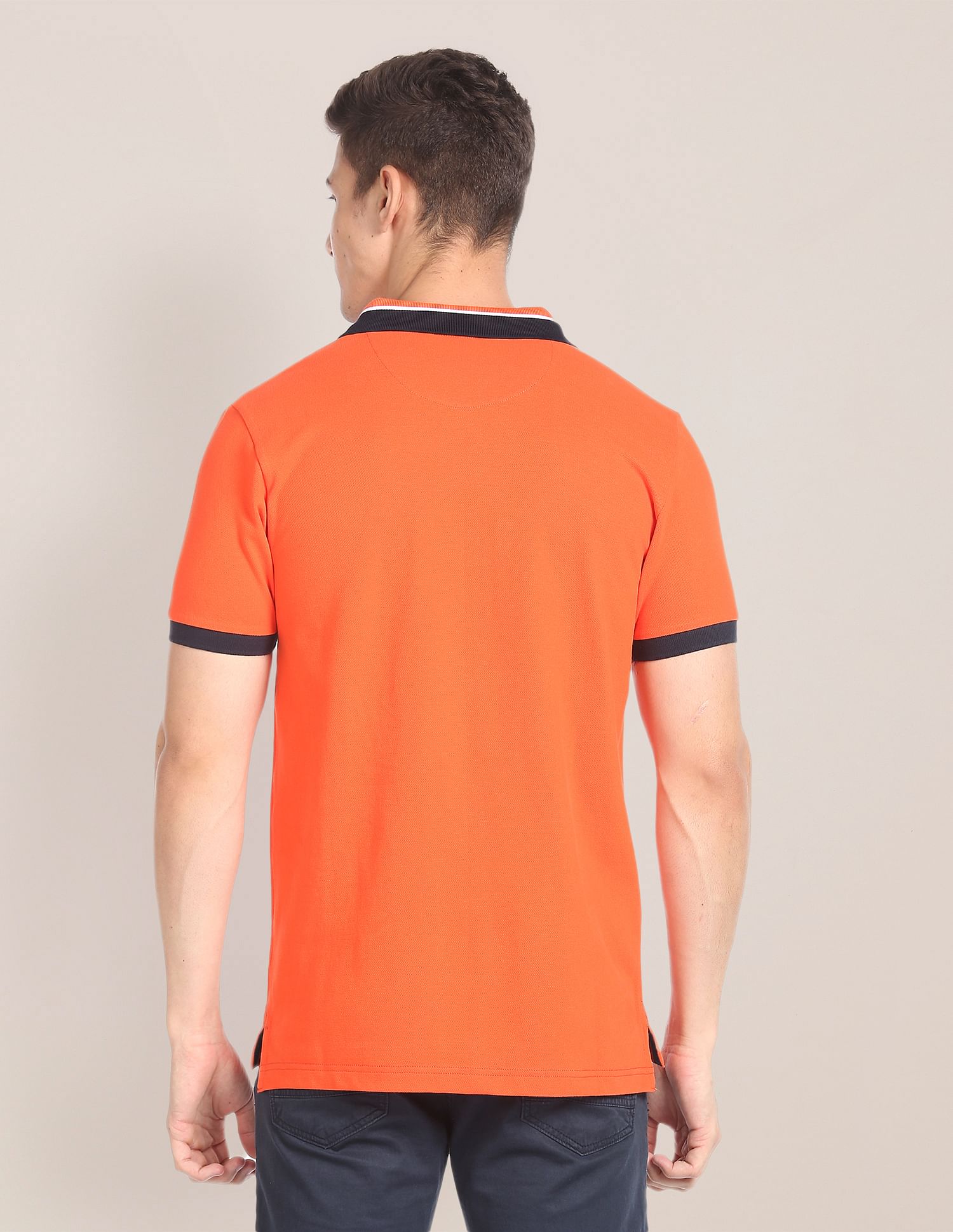 Branded Collar Pique Polo Shirt Orange - U.S. POLO ASSN. | Large